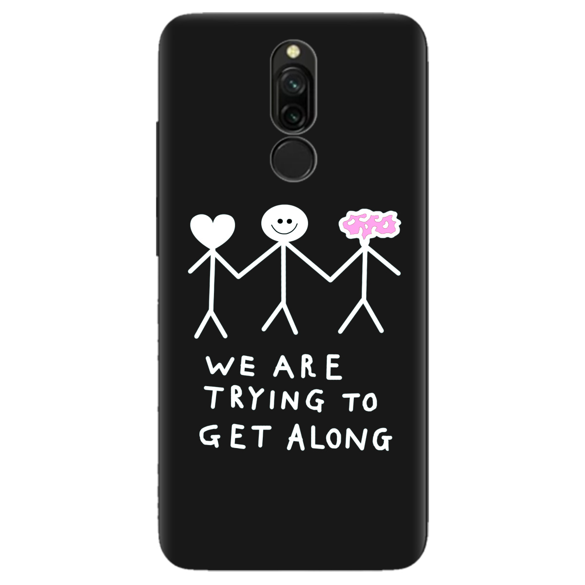 Чехол для Xiaomi Redmi 8 черный матовый soft touch We are trying - фото 1 - Чехлы для телефонов