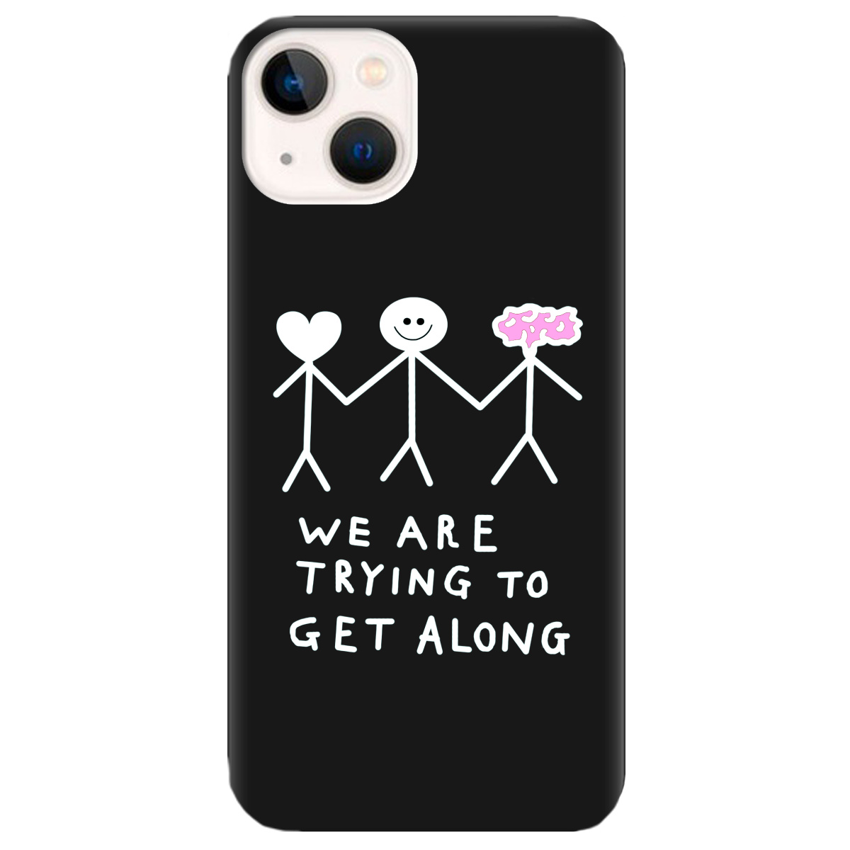 Чехол для Apple iPhone 13 Mini черный матовый soft touch We are trying - фото 1 - Чехлы для телефонов