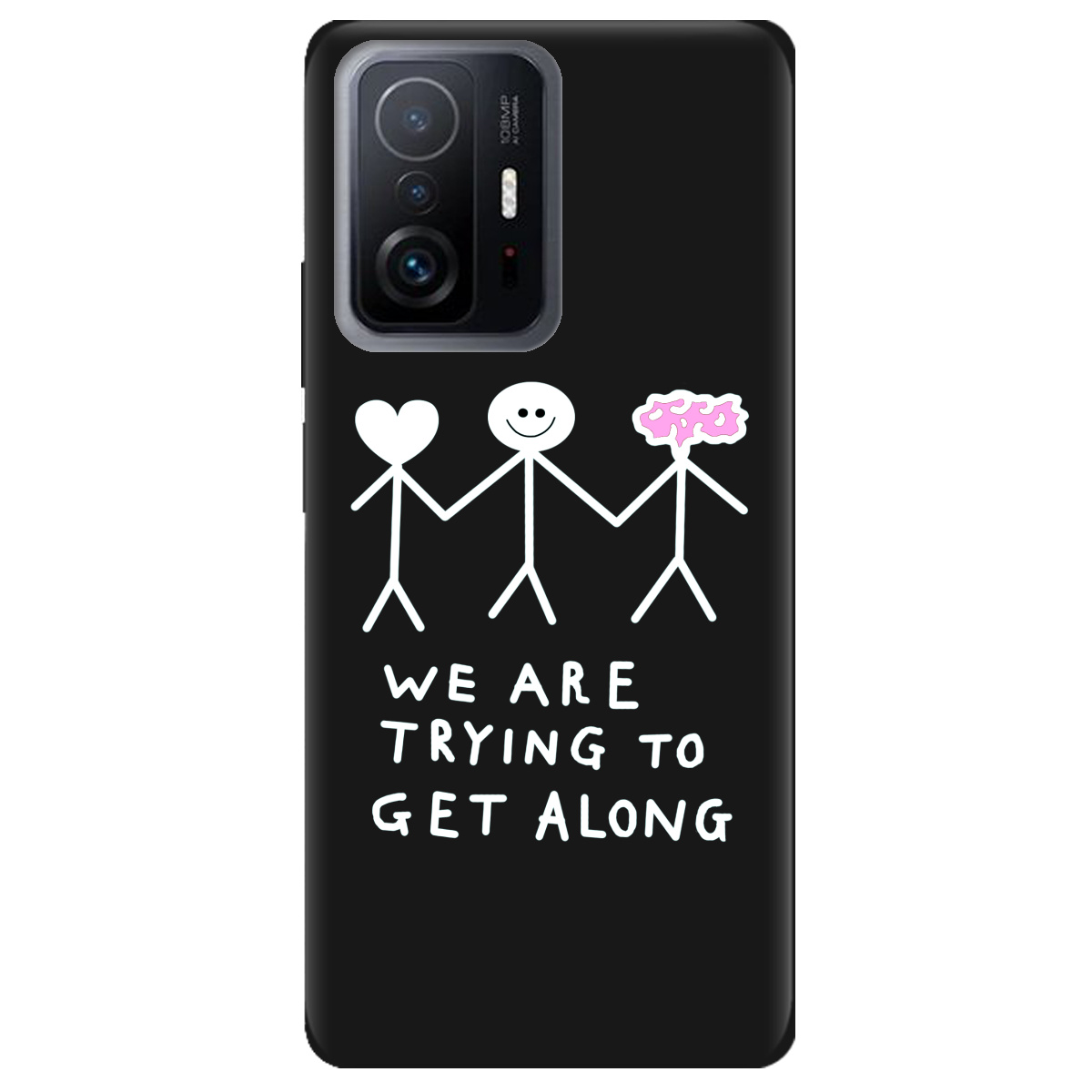 Чехол для Xiaomi 11T черный матовый soft touch We are trying - фото 1 - Чехлы для телефонов