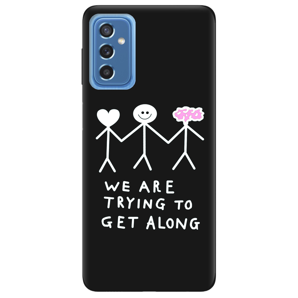 Чехол для Samsung Galaxy M52 черный матовый soft touch We are trying - фото 1 Чехол для Samsung Galaxy M52 черный матовый soft touch We are trying - фото 1 - Чехлы для телефонов