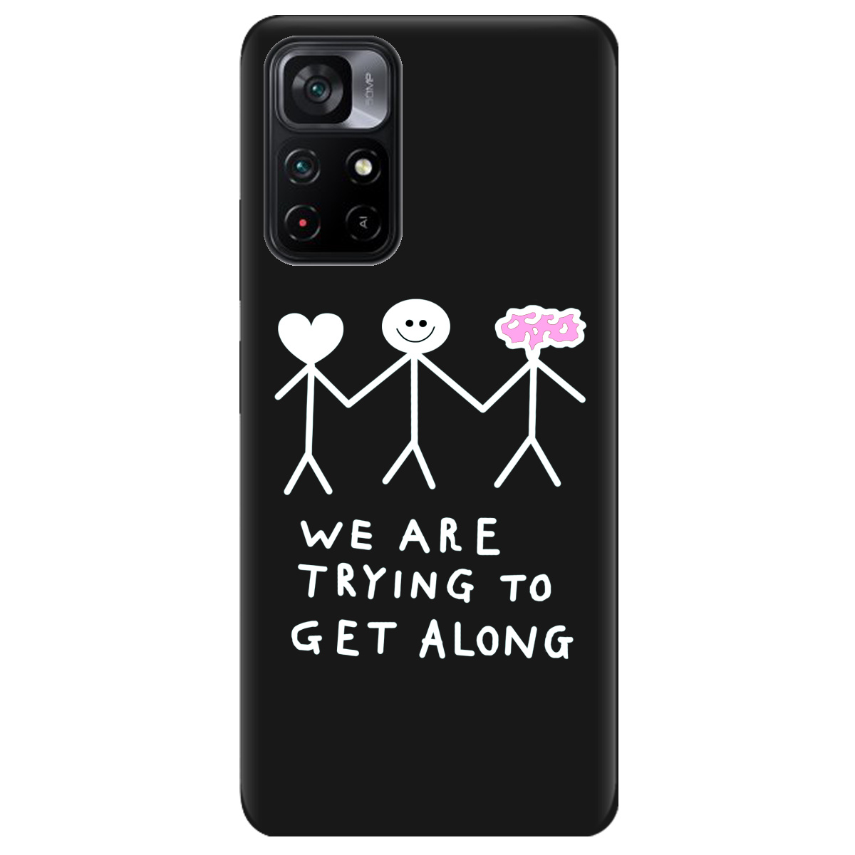 Чехол для Xiaomi Poco M4 Pro 5G черный матовый soft touch We are trying - фото 1 - Чехлы для телефонов