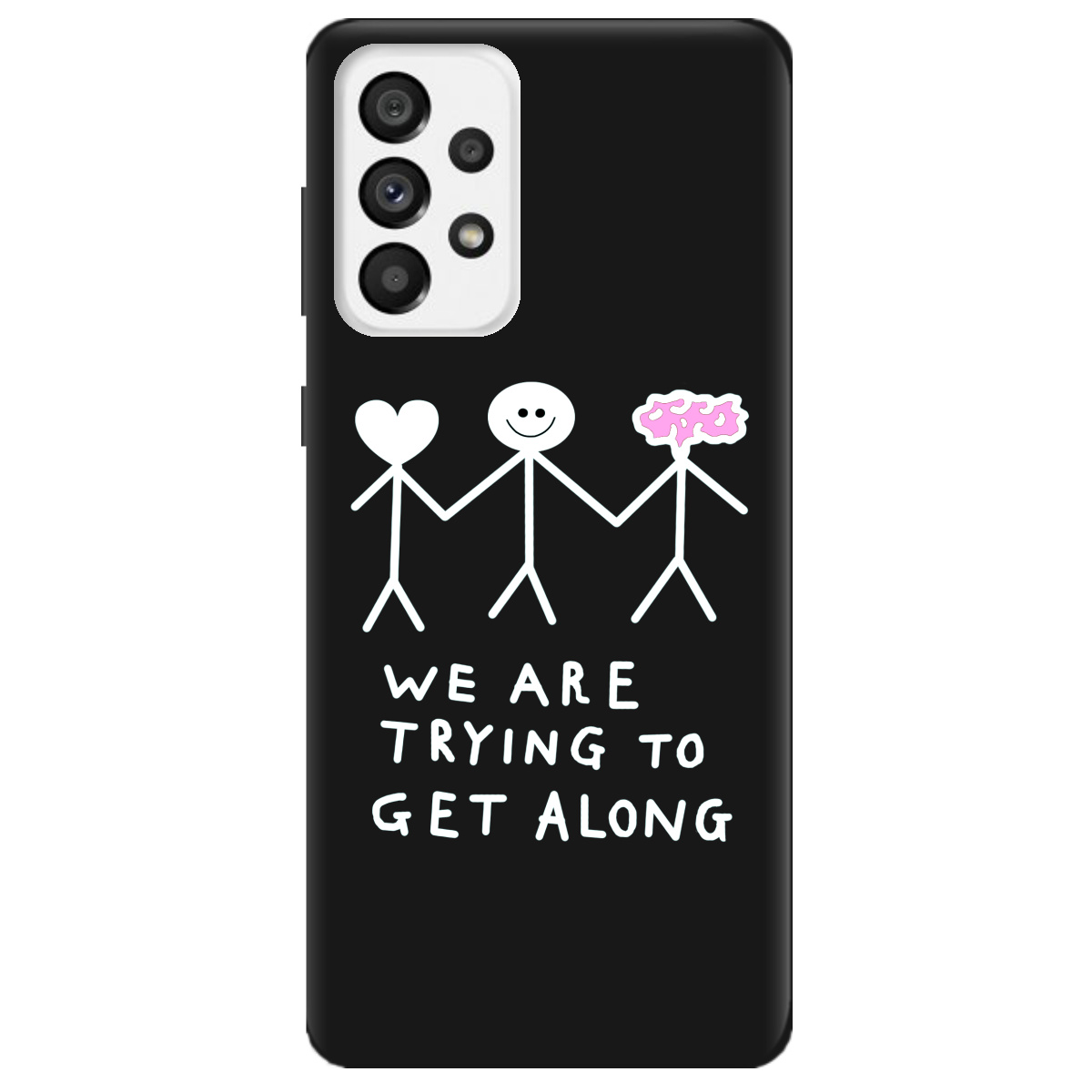 Чехол для Samsung Galaxy A73 черный матовый soft touch We are trying - фото 1 - Чехлы для телефонов