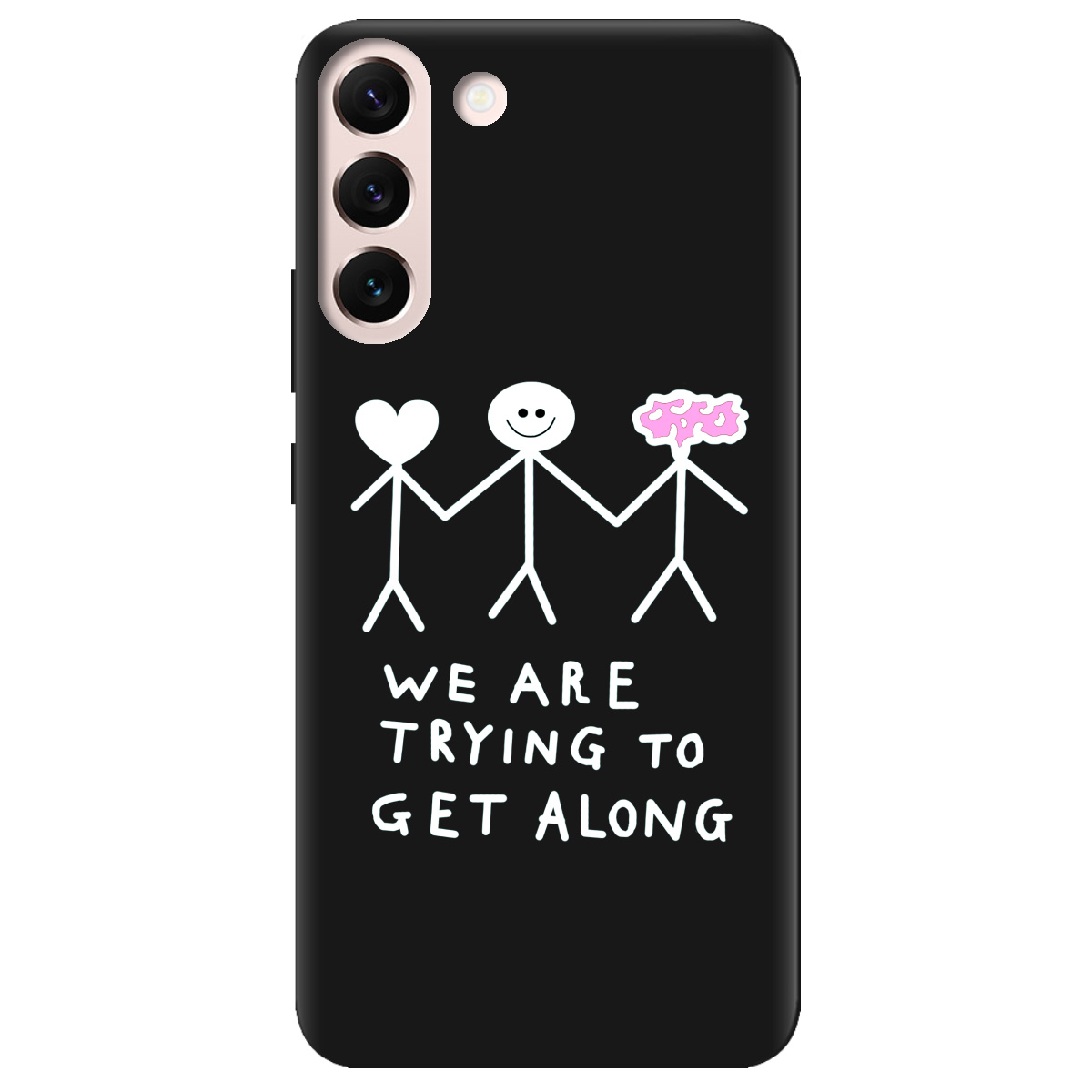 Чехол для Samsung Galaxy S22 черный матовый soft touch We are trying - фото 1 - Чехлы для телефонов