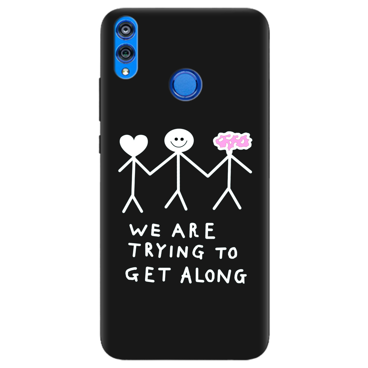 Чехол для Huawei Honor 8x черный матовый soft touch We are trying - фото 1 Чехол для Huawei Honor 8x черный матовый soft touch We are trying - фото 1 - Чехлы для телефонов