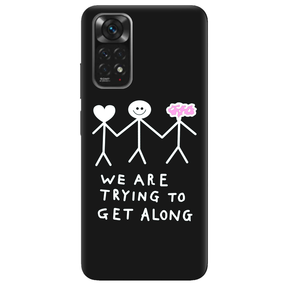 Чохол для Xiaomi Redmi Note 11 чорний матовий soft touch We are trying - фото 1 Чохол для Xiaomi Redmi Note 11 чорний матовий soft touch We are trying - фото 1 - Чохли для телефонів