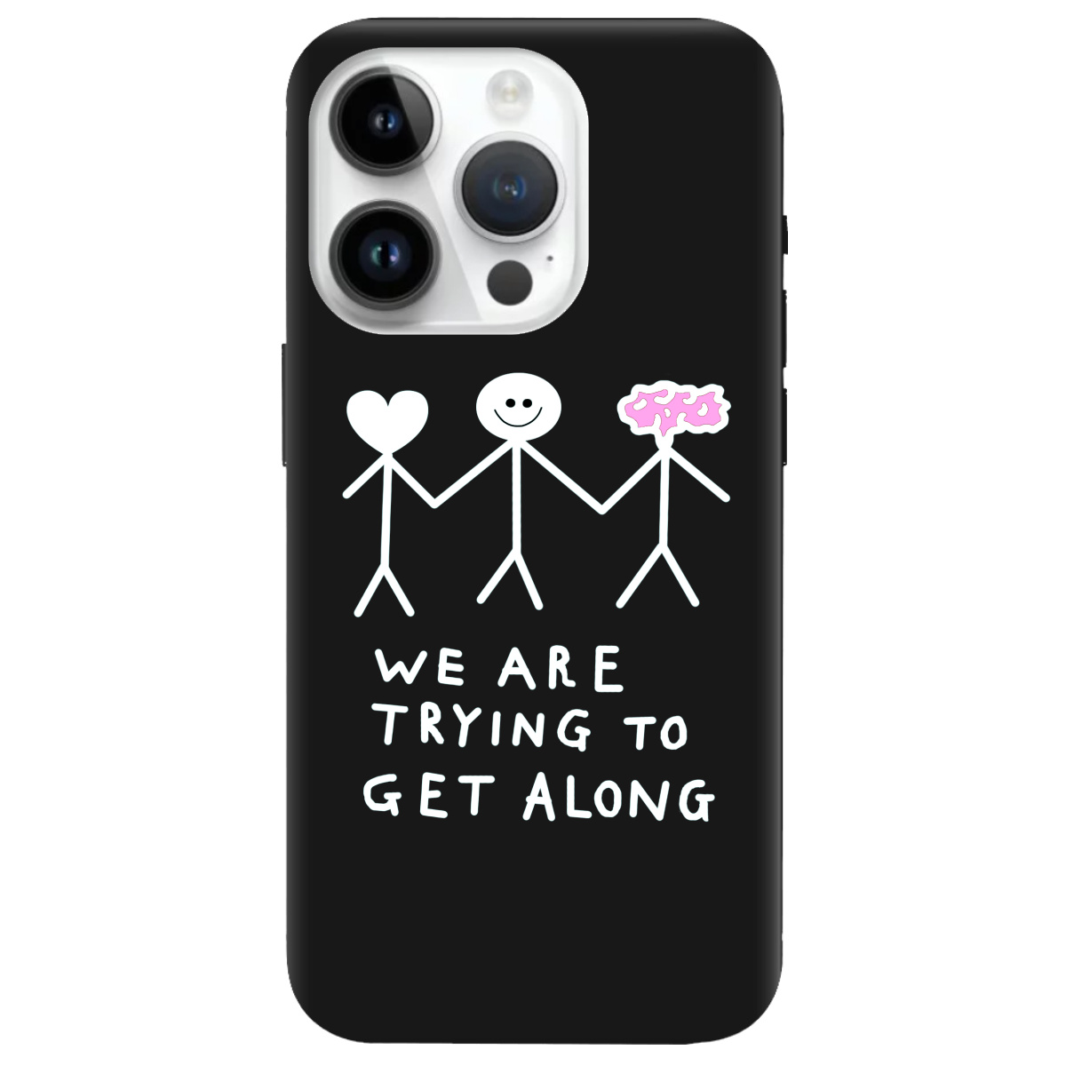 Чехол для Apple iPhone 14 Pro черный матовый soft touch We are trying - фото 1 - Чехлы для телефонов