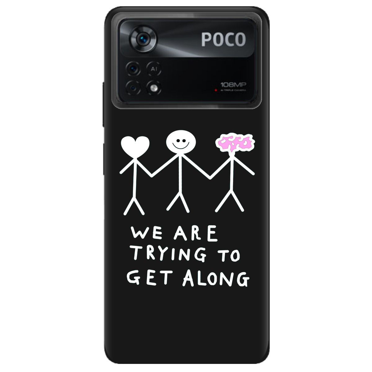 Чохол для Xiaomi Poco X4 Pro 5G чорний матовий soft touch We are trying - фото 1 - Чохли для телефонів