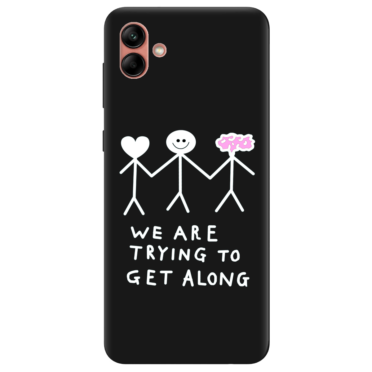 Чохол для Samsung Galaxy A04 чорний матовий soft touch We are trying - фото 1 - Чохли для телефонів