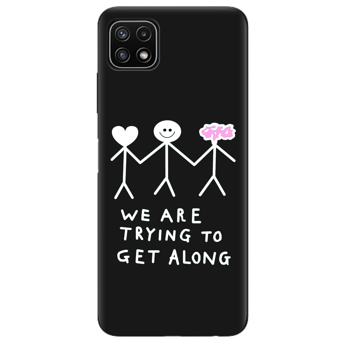 Чохол для Samsung Galaxy A22 5G чорний матовий soft touch We are trying - фото 1 - Чохли для телефонів