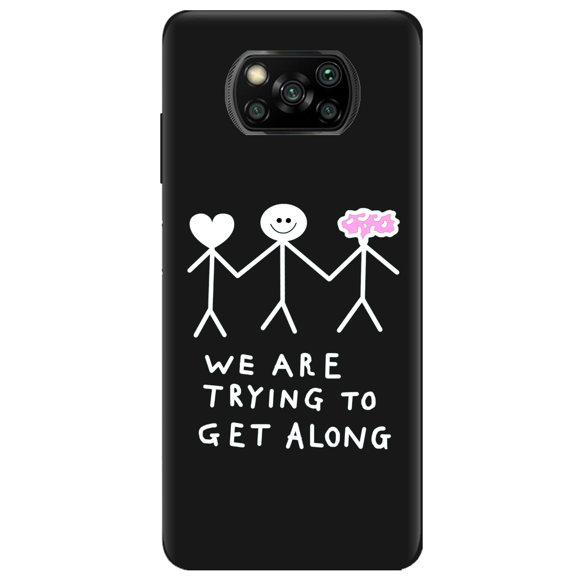 Чехол для Xiaomi Poco X3 Pro черный матовый soft touch We are trying - фото 1 - Чехлы для телефонов