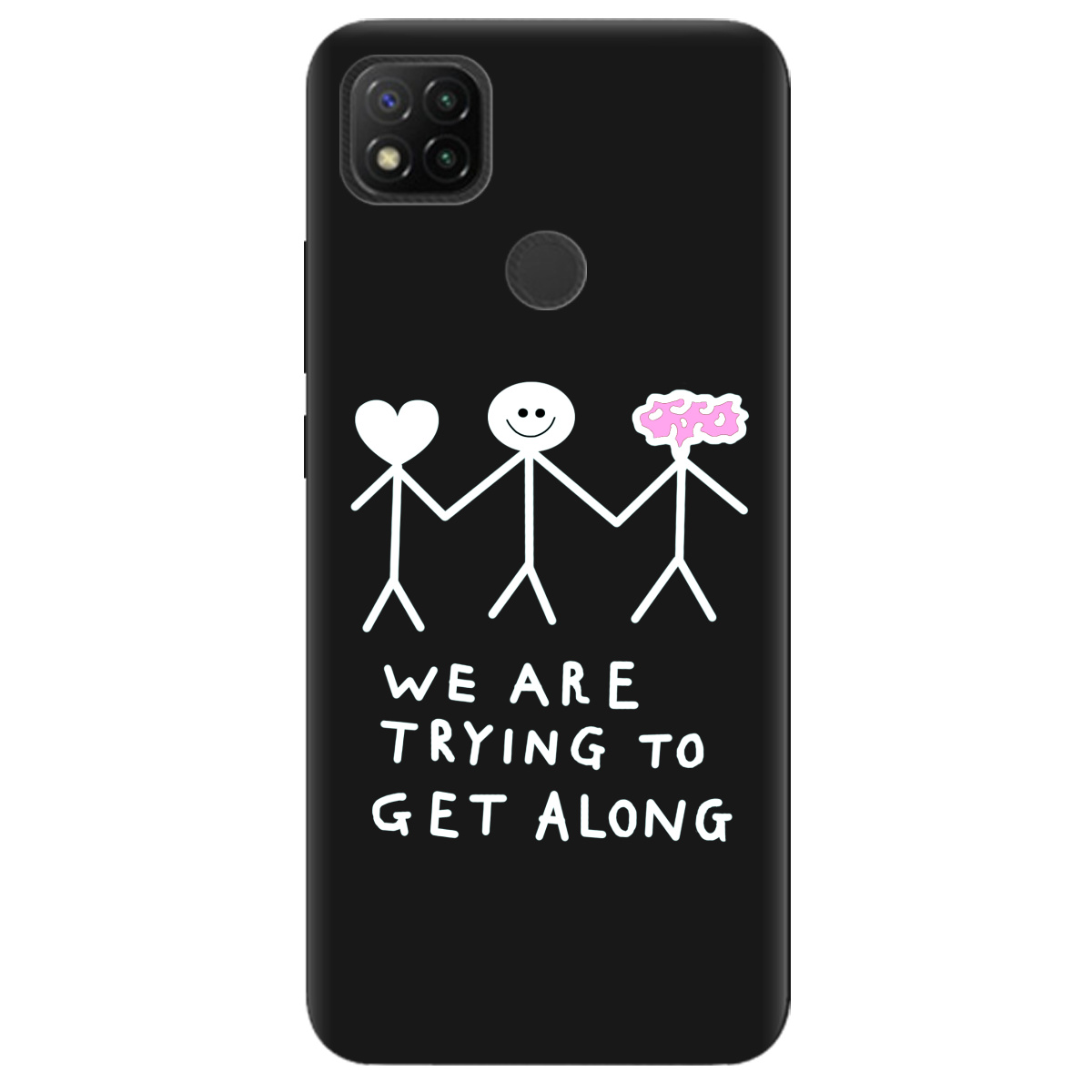 Чохол для Xiaomi Redmi 10A чорний матовий soft touch We are trying - фото 1 Чохол для Xiaomi Redmi 10A чорний матовий soft touch We are trying - фото 1 - Чохли для телефонів