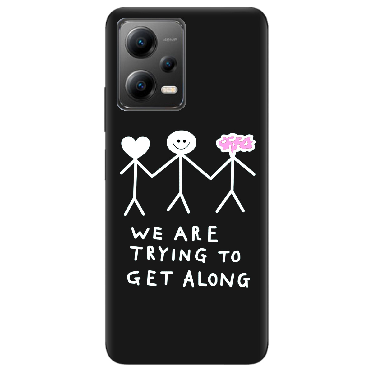 Чехол для Xiaomi Poco X5 5G черный матовый soft touch We are trying - фото 1 - Чехлы для телефонов