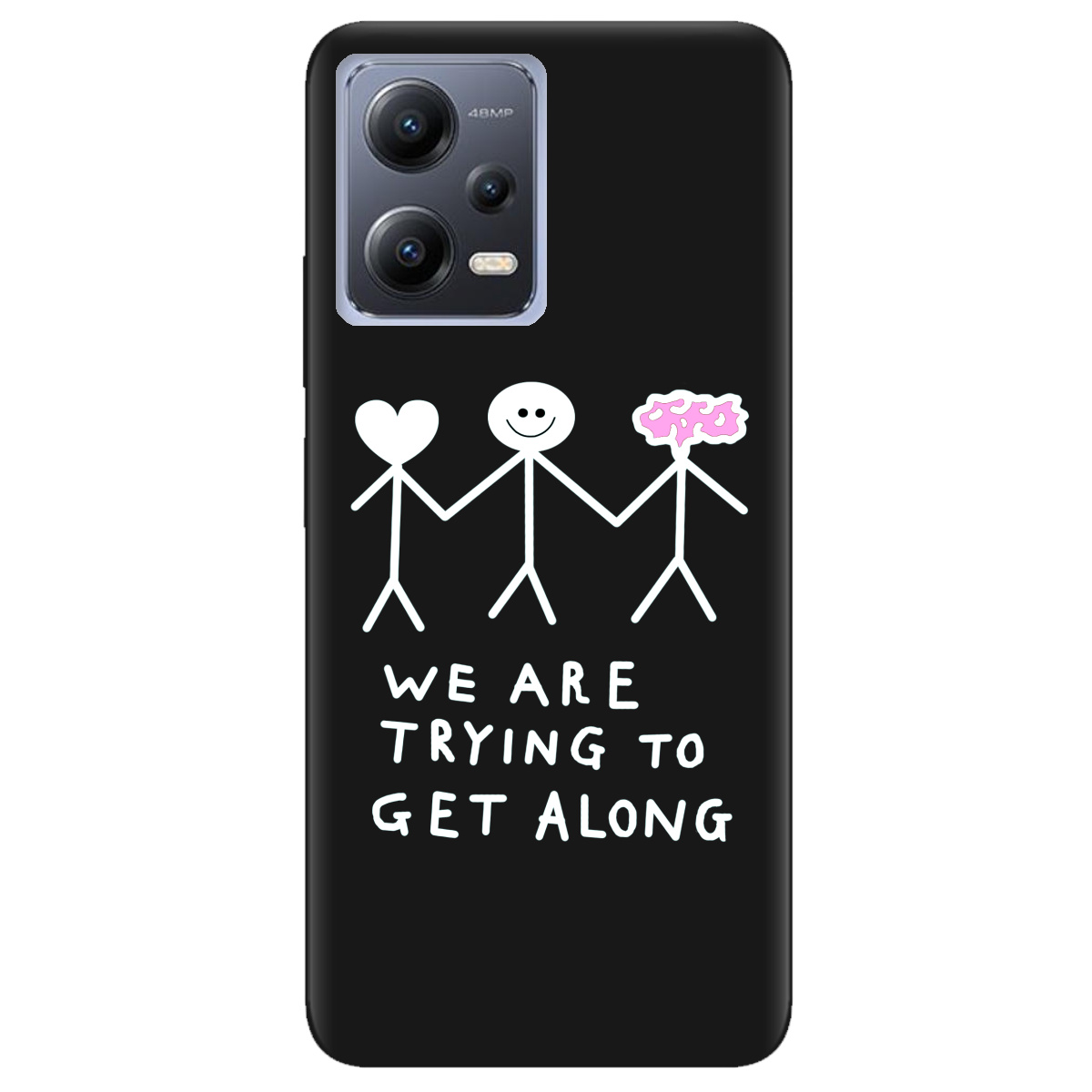 Чехол для Xiaomi Redmi Note 12 5G черный матовый soft touch We are trying - фото 1 - Чехлы для телефонов