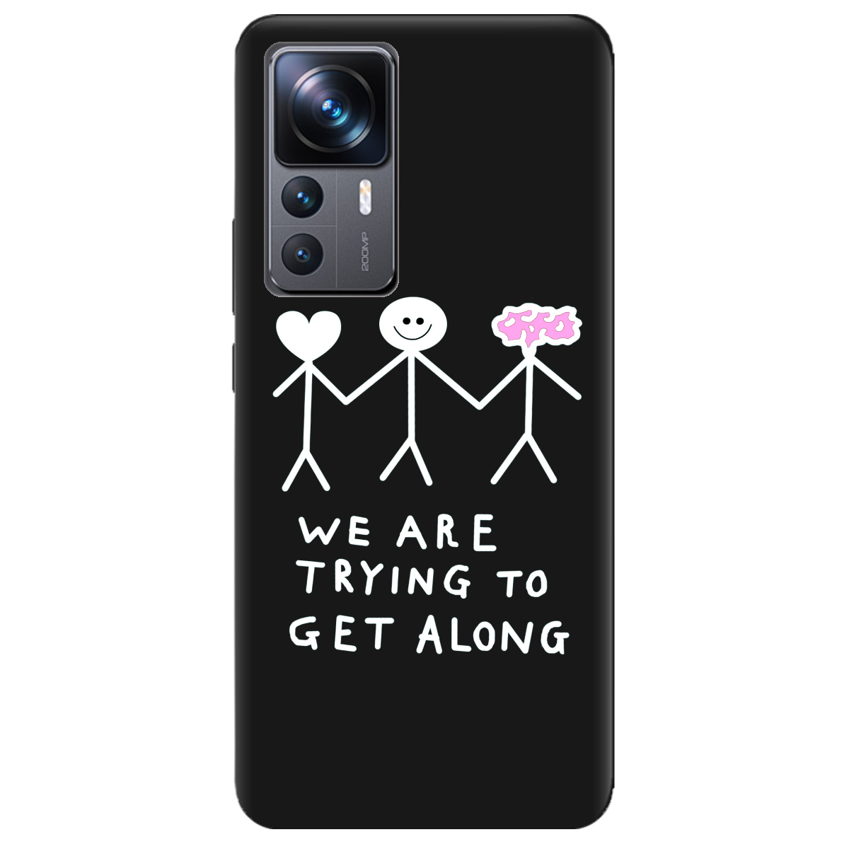 Чехол для Xiaomi 12T черный матовый soft touch We are trying - фото 1 - Чехлы для телефонов