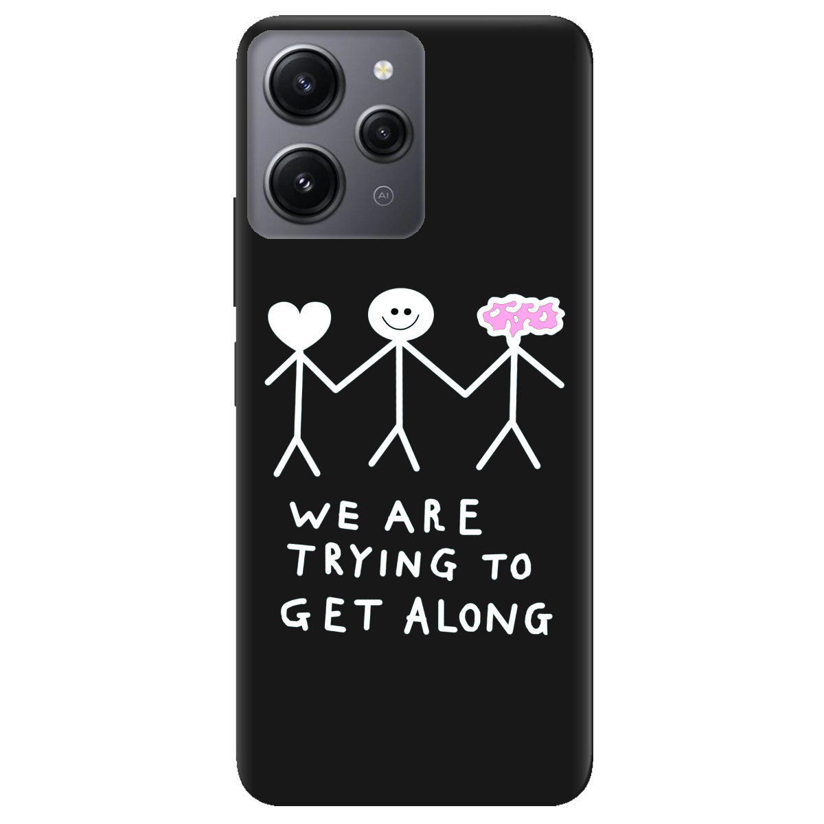 Чехол для Xiaomi Redmi 12 черный матовый soft touch We are trying - фото 1 Чехол для Xiaomi Redmi 12 черный матовый soft touch We are trying - фото 1 - Чехлы для телефонов