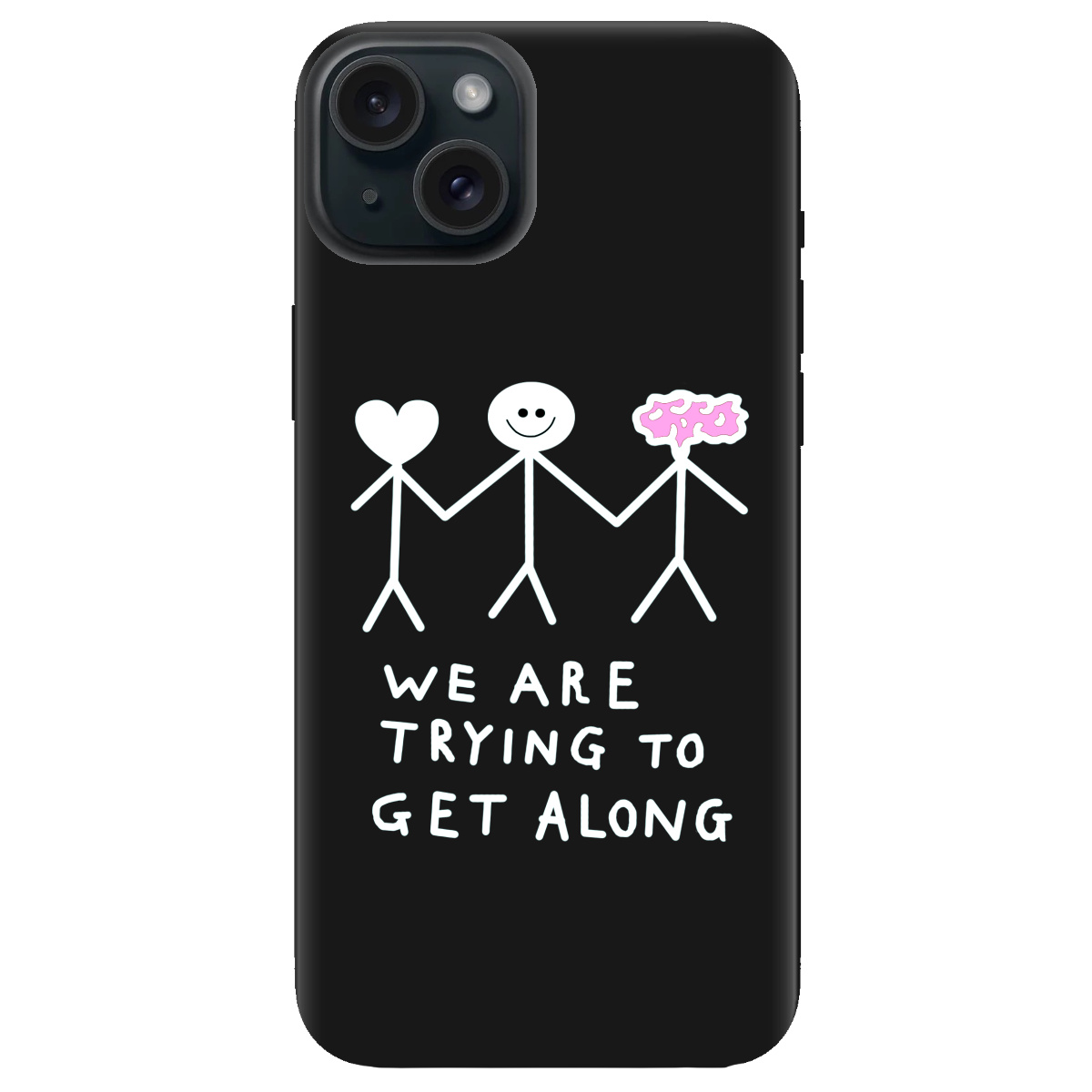 Чехол для Apple iPhone 15 черный матовый soft touch We are trying - фото 1 Чехол для Apple iPhone 15 черный матовый soft touch We are trying - фото 1 - Чехлы для телефонов