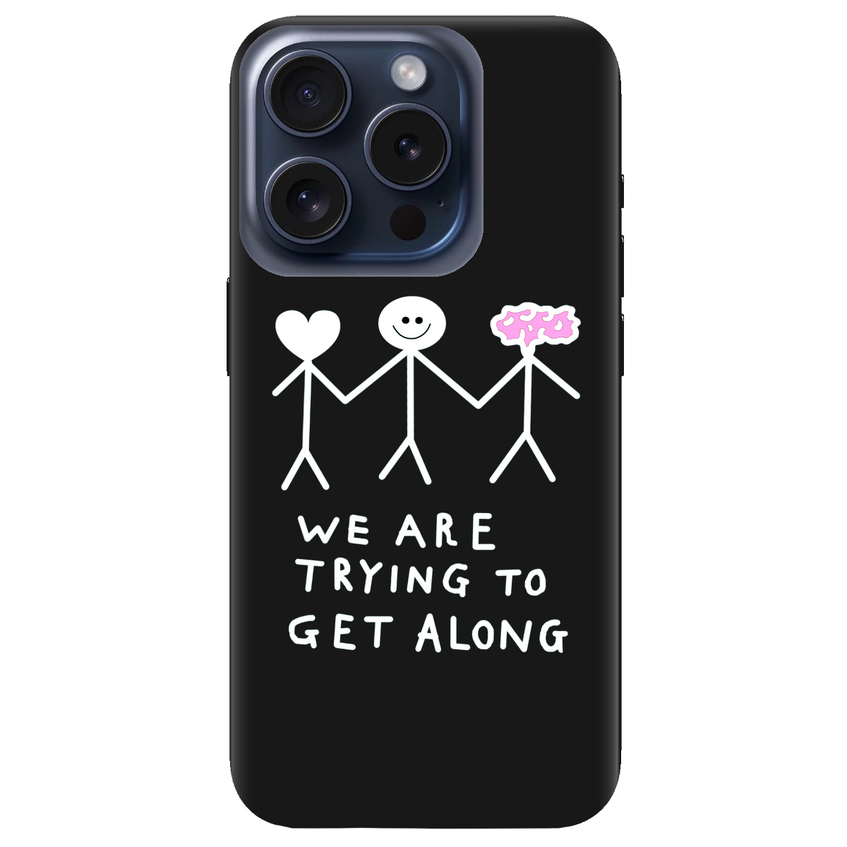 Чохол для Apple iPhone 15 Pro чорний матовий soft touch We are trying - фото 1 Чохол для Apple iPhone 15 Pro чорний матовий soft touch We are trying - фото 1 - Чохли для телефонів