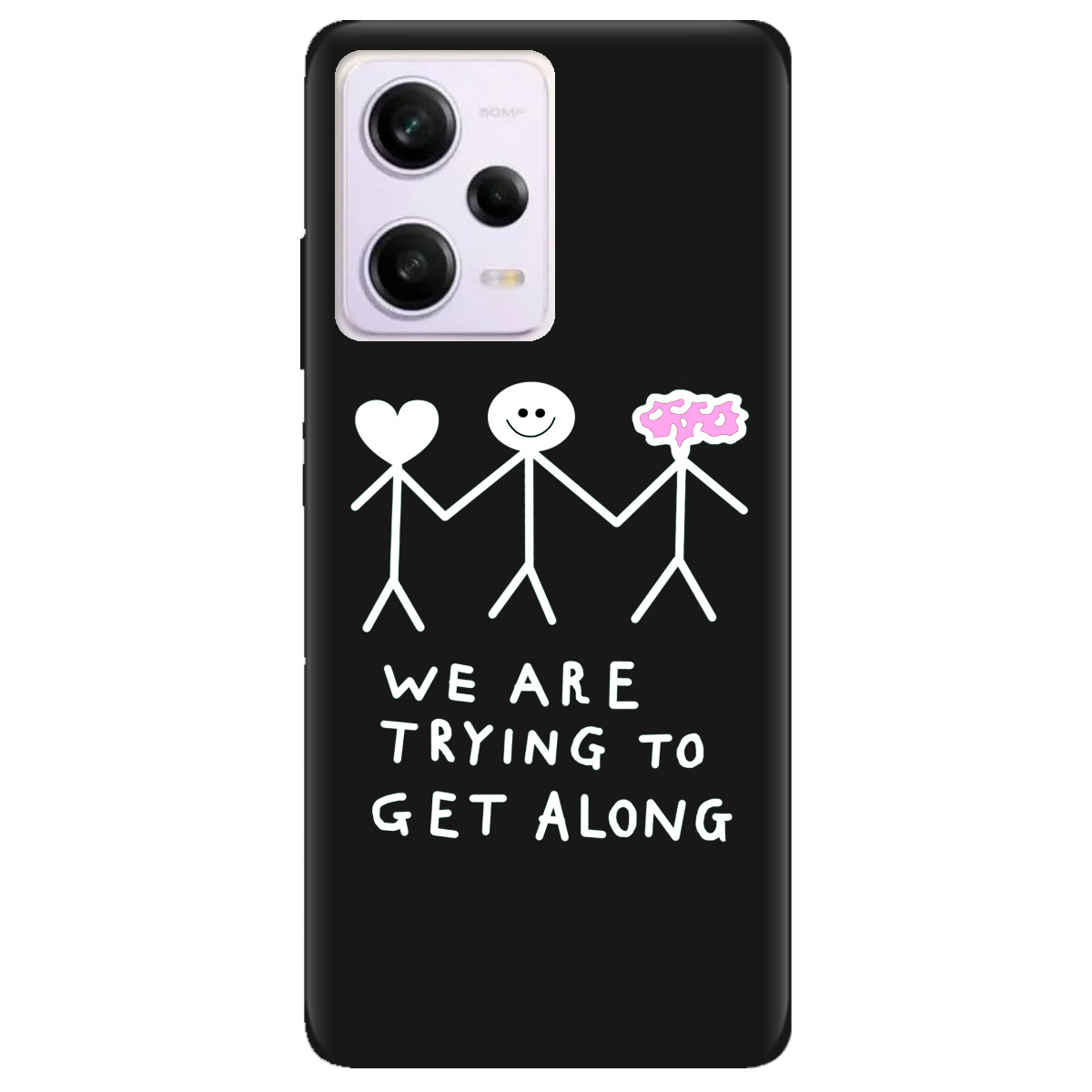 Чехол для Xiaomi Redmi Note 12 Pro 5G черный матовый soft touch We are trying - фото 1 - Чехлы для телефонов