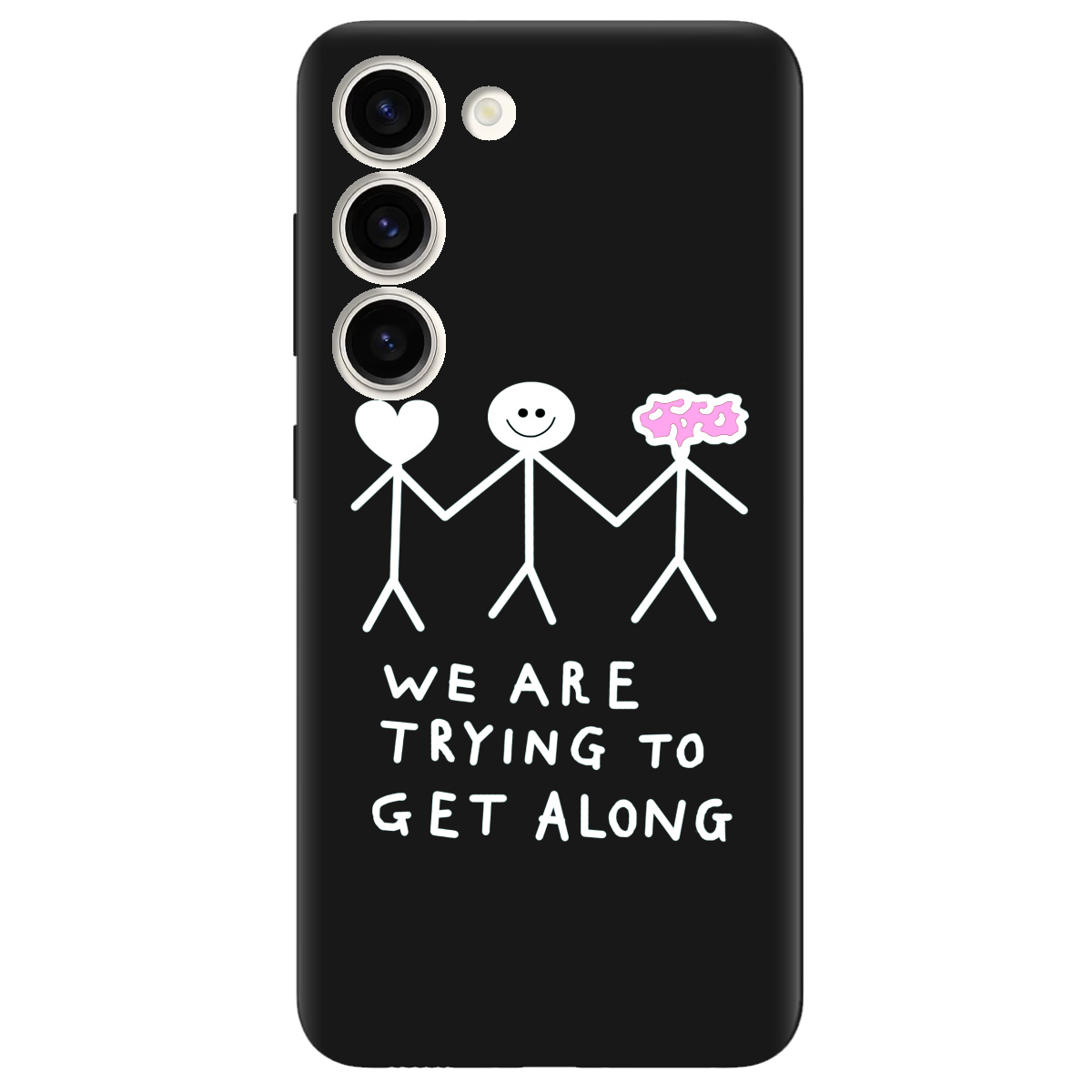 Чохол для Samsung Galaxy S23 чорний матовий soft touch We are trying - фото 1 Чохол для Samsung Galaxy S23 чорний матовий soft touch We are trying - фото 1 - Чохли для телефонів