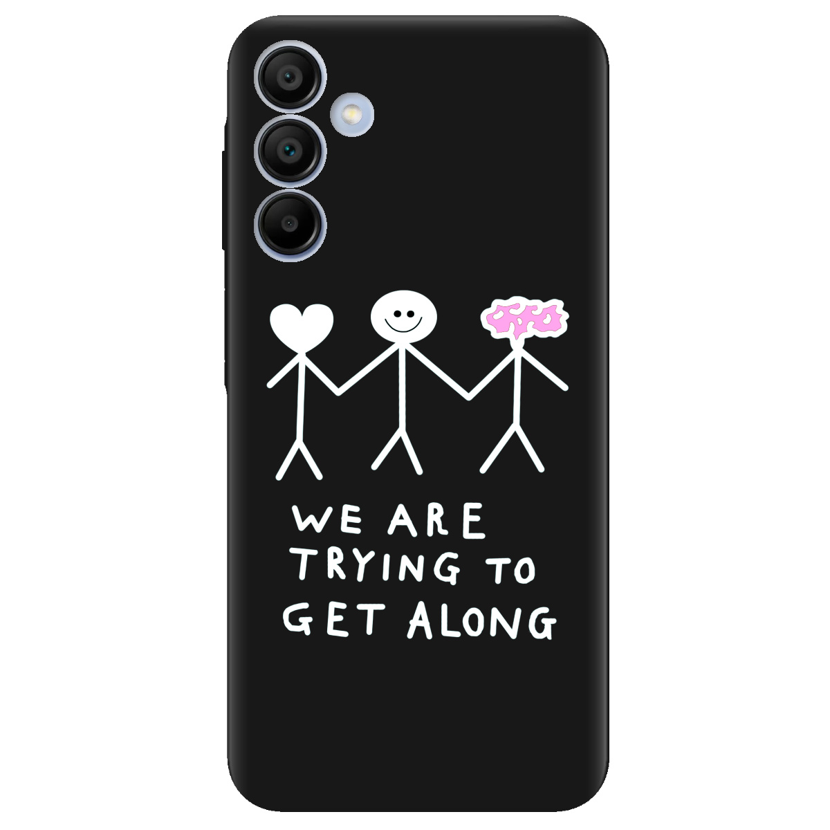 Чехол для Samsung Galaxy A15 черный матовый soft touch We are trying - фото 1 - Чехлы для телефонов