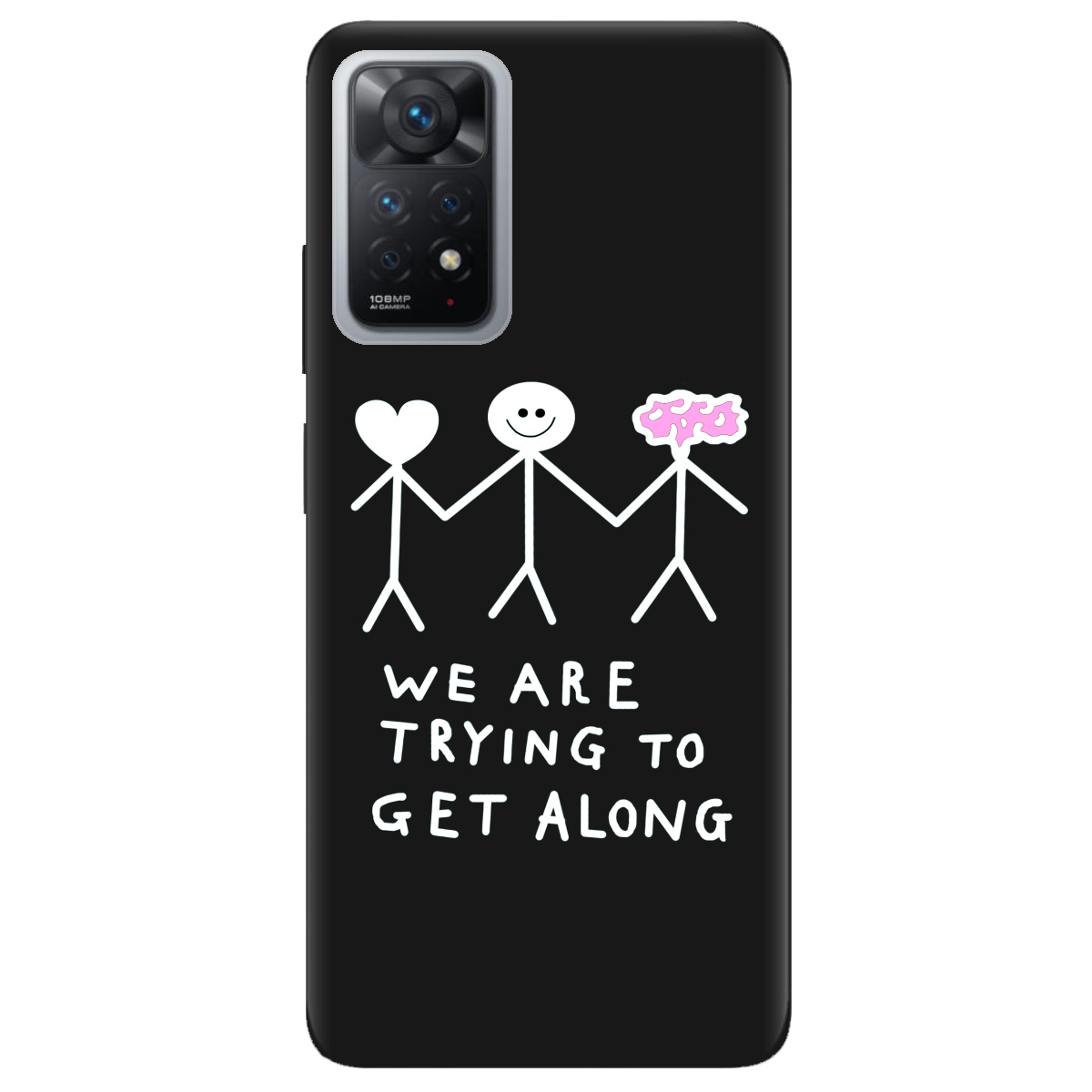 Чехол для Xiaomi Redmi Note 12 Pro 4G черный матовый soft touch We are trying - фото 1 - Чехлы для телефонов