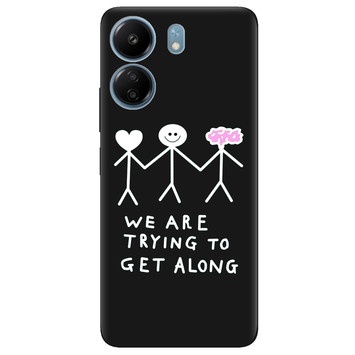 Чохол для Xiaomi Redmi 13C чорний матовий soft touch We are trying - фото 1 - Чохли для телефонів