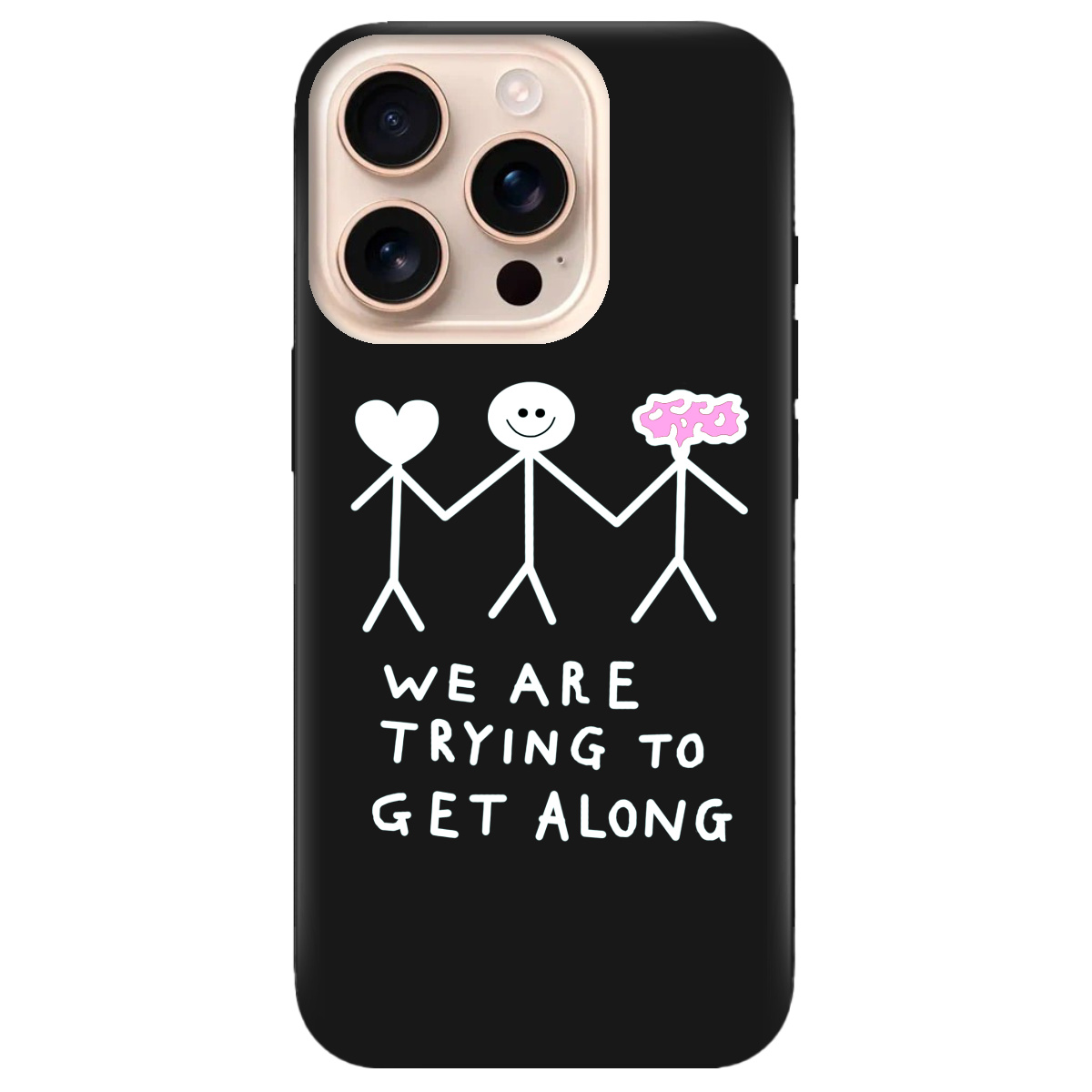 Чехол для Apple iPhone 16 Pro Max черный матовый soft touch We are trying - фото 1 - Чехлы для телефонов