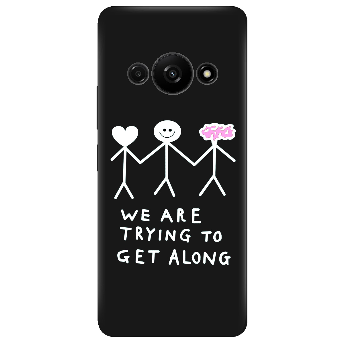 Чехол для Xiaomi Redmi A3 черный матовый soft touch We are trying - фото 1 - Чехлы для телефонов