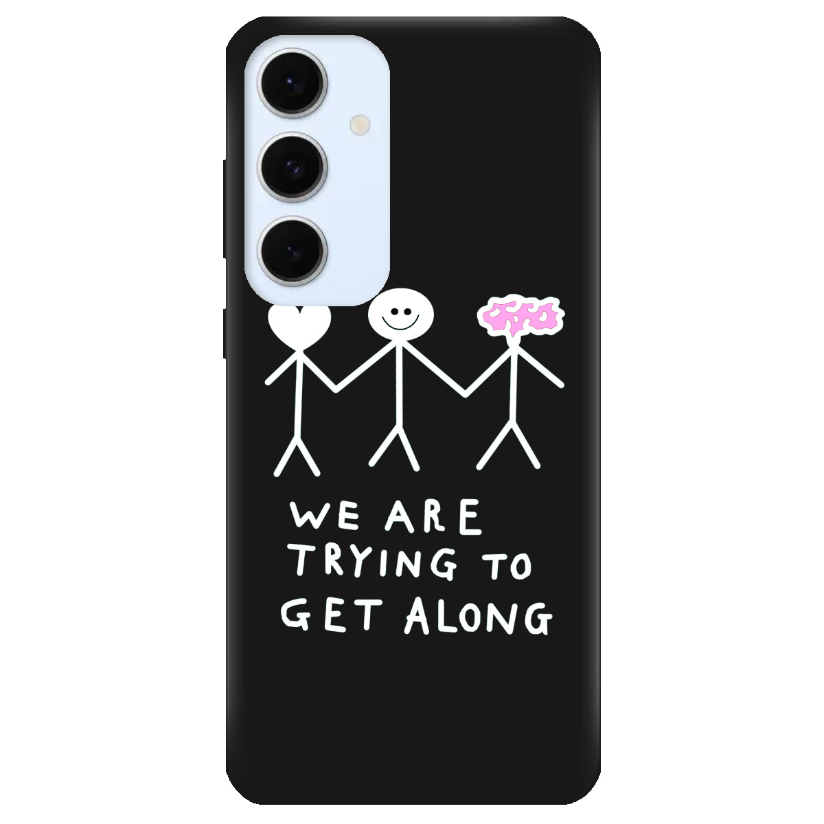 Чохол для Samsung Galaxy S24 FE чорний матовий soft touch We are trying - фото 1 - Чохли для телефонів