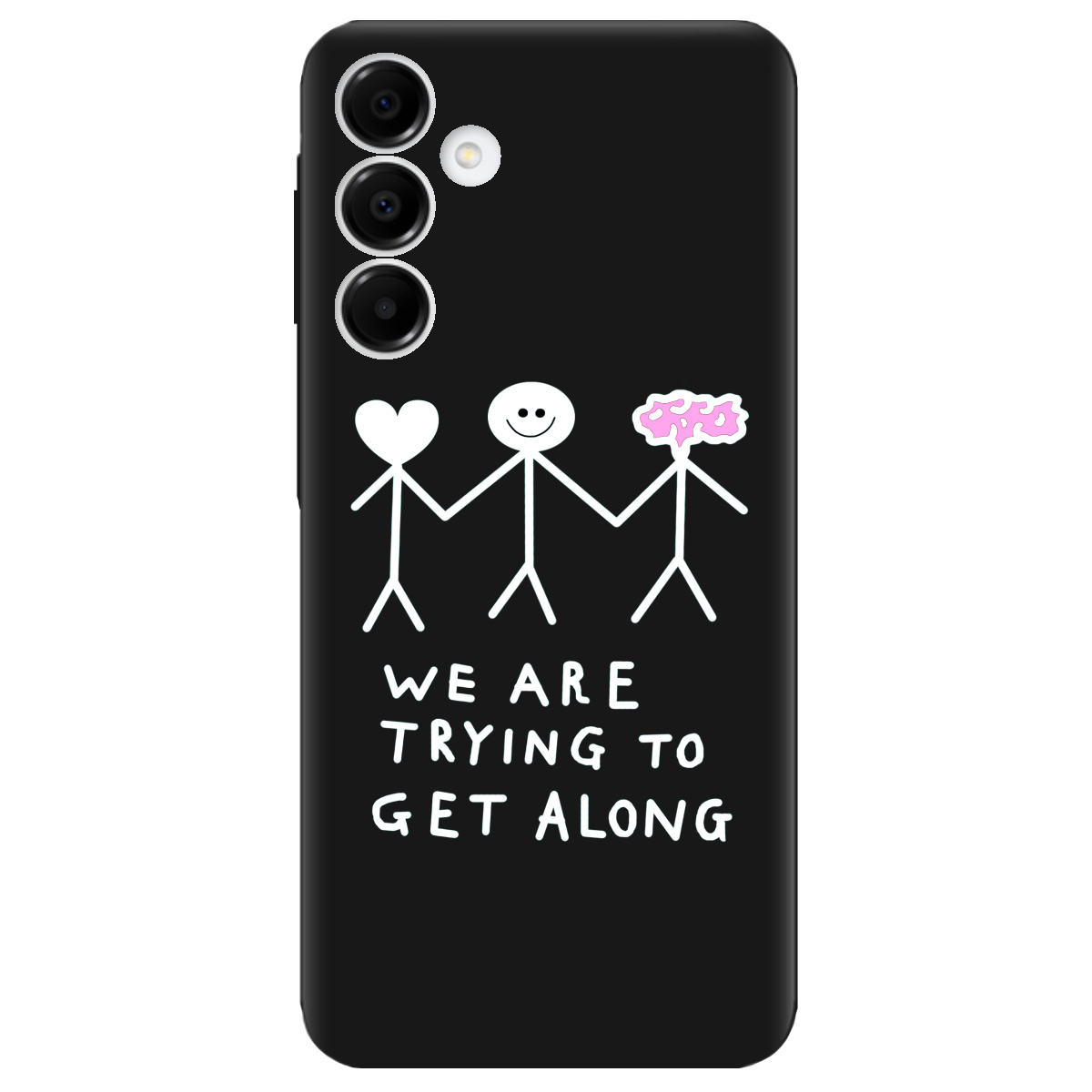 Чохол для Samsung Galaxy A16 чорний матовий soft touch We are trying - фото 1 - Чохли для телефонів