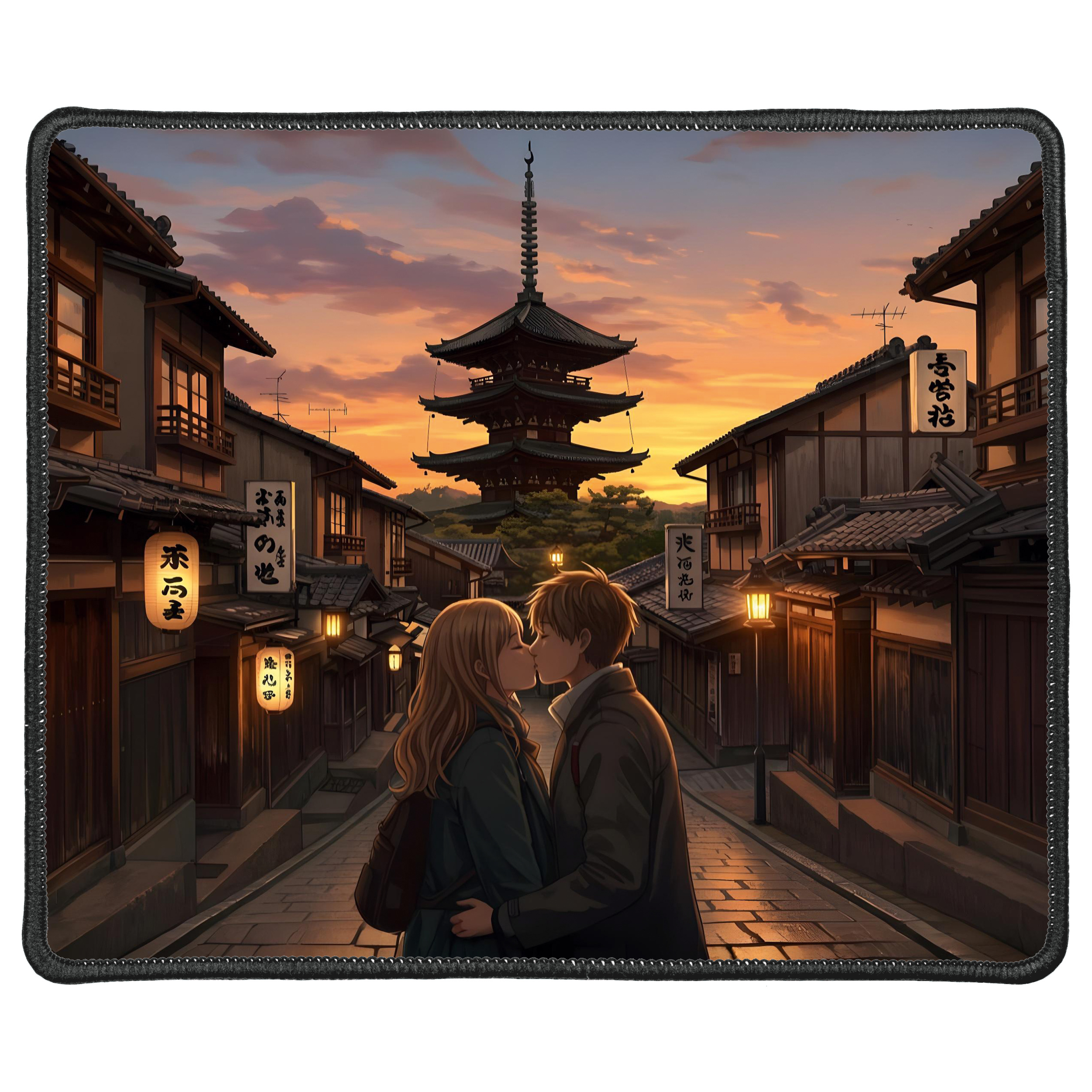 Коврик для мыши с чёрным оверлоком (26*21 см) Поцілунок в Кіото - фото 1 Коврик для мыши с чёрным оверлоком (26*21 см) Поцілунок в Кіото - фото 1 - Коврики для мыши