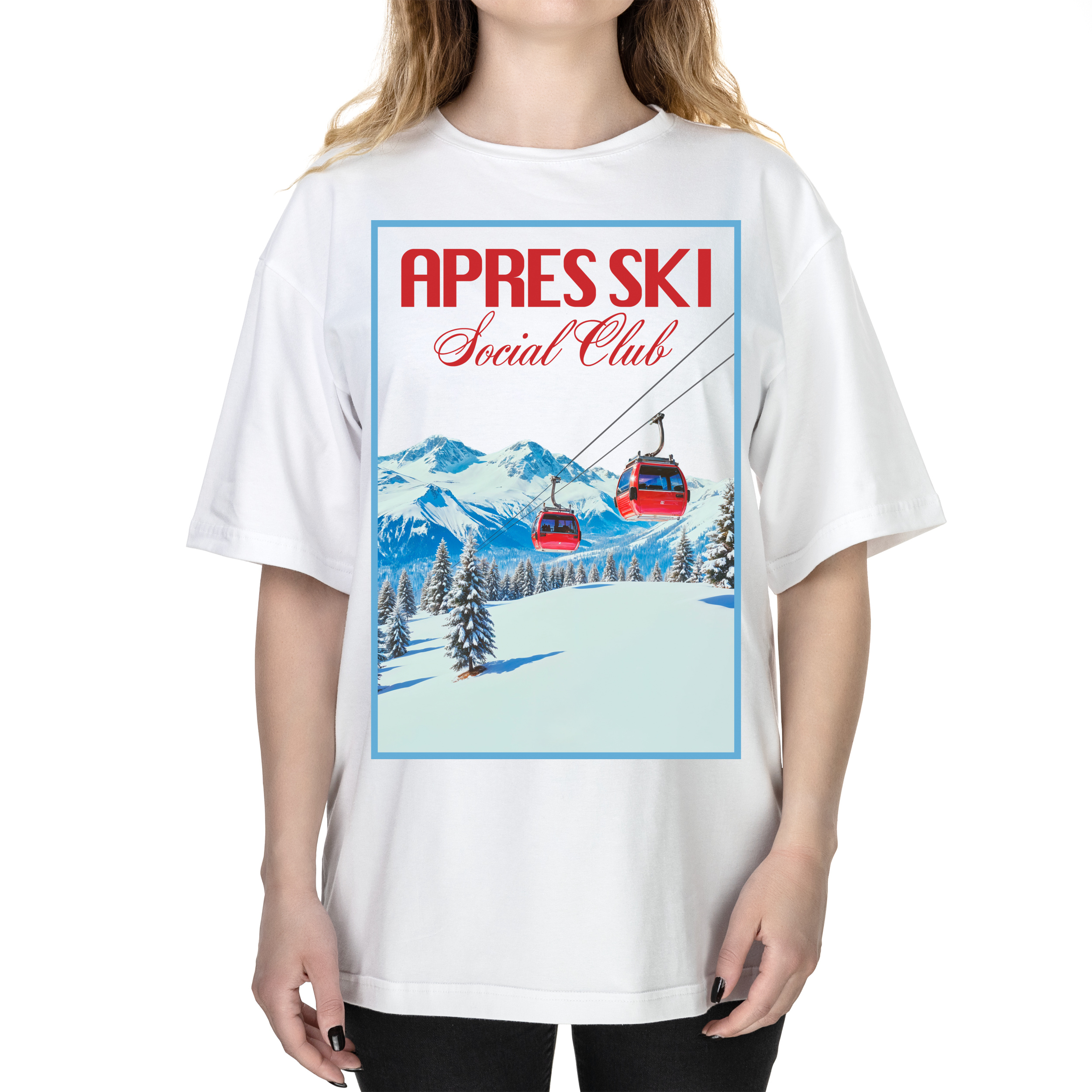 Футболка жіноча оверсайз біла бавовна/еластан А3 розміру Apres ski L - фото 1 - Футболки