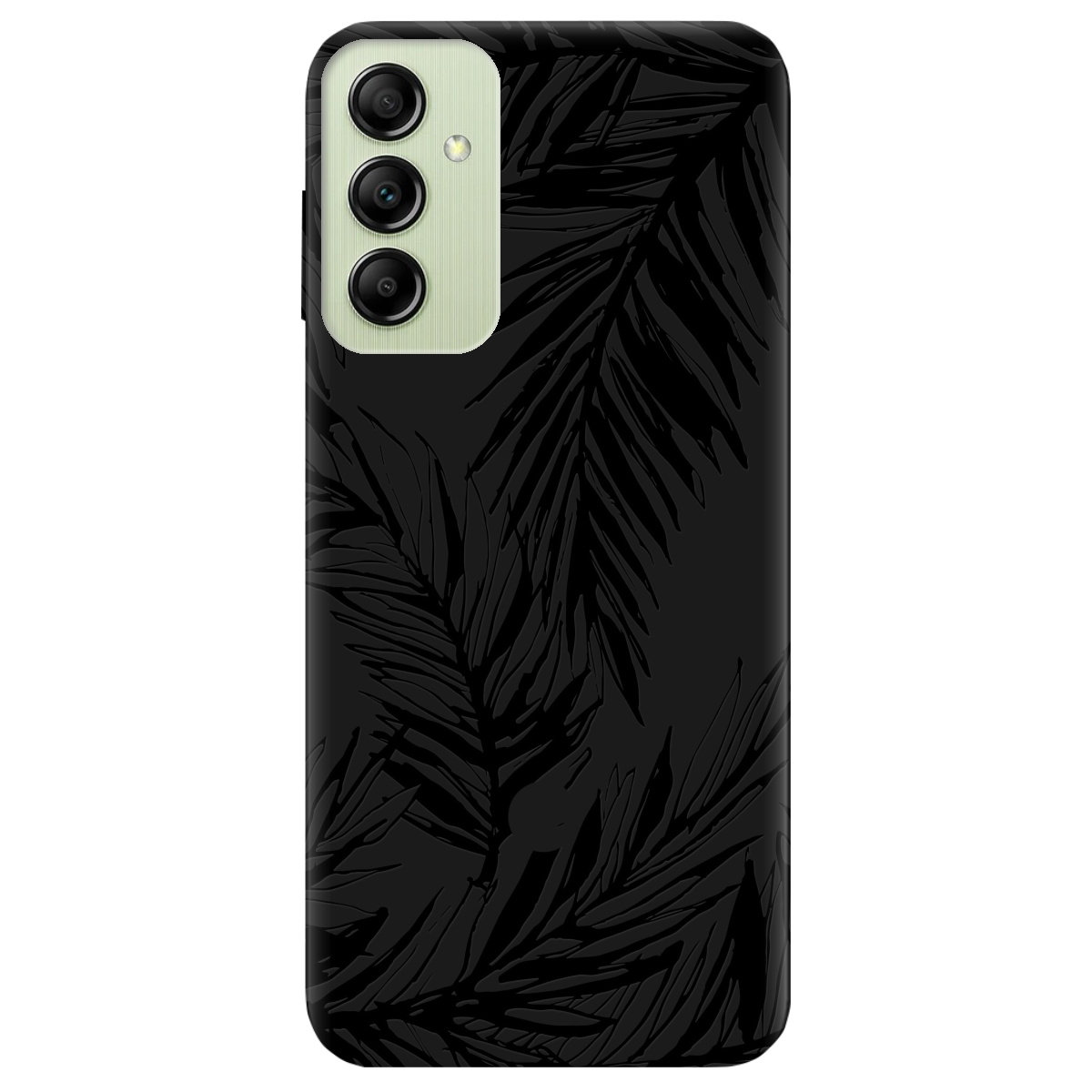 Чехол для Samsung Galaxy A14 черный матовый soft touch Tropics - фото 1 Чехол для Samsung Galaxy A14 черный матовый soft touch Tropics - фото 1 - Чехлы для телефонов