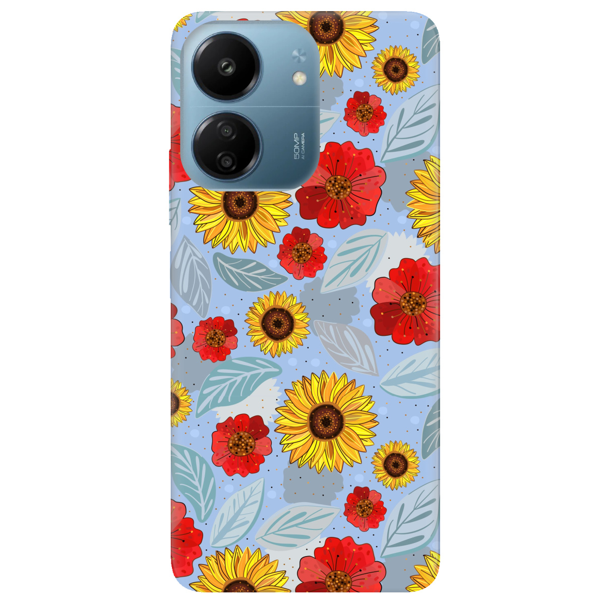 Чохол для Xiaomi Redmi 13C Соняшники і маки - фото 1 - Чохли для телефонів
