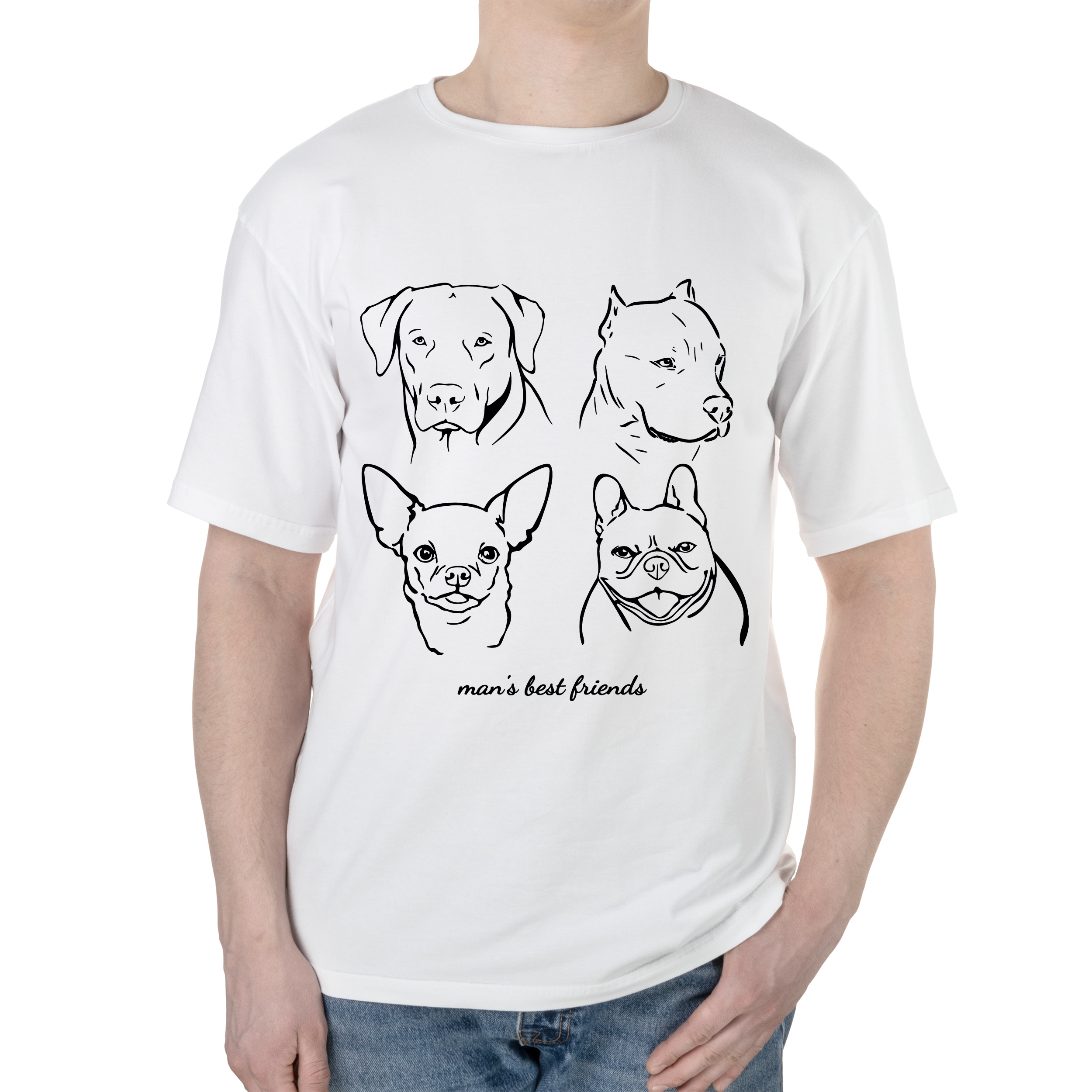 Футболка мужская оверсайз белая хлопок/эластан А3 размера Кращі друзі XXXL - фото 1 - Футболки