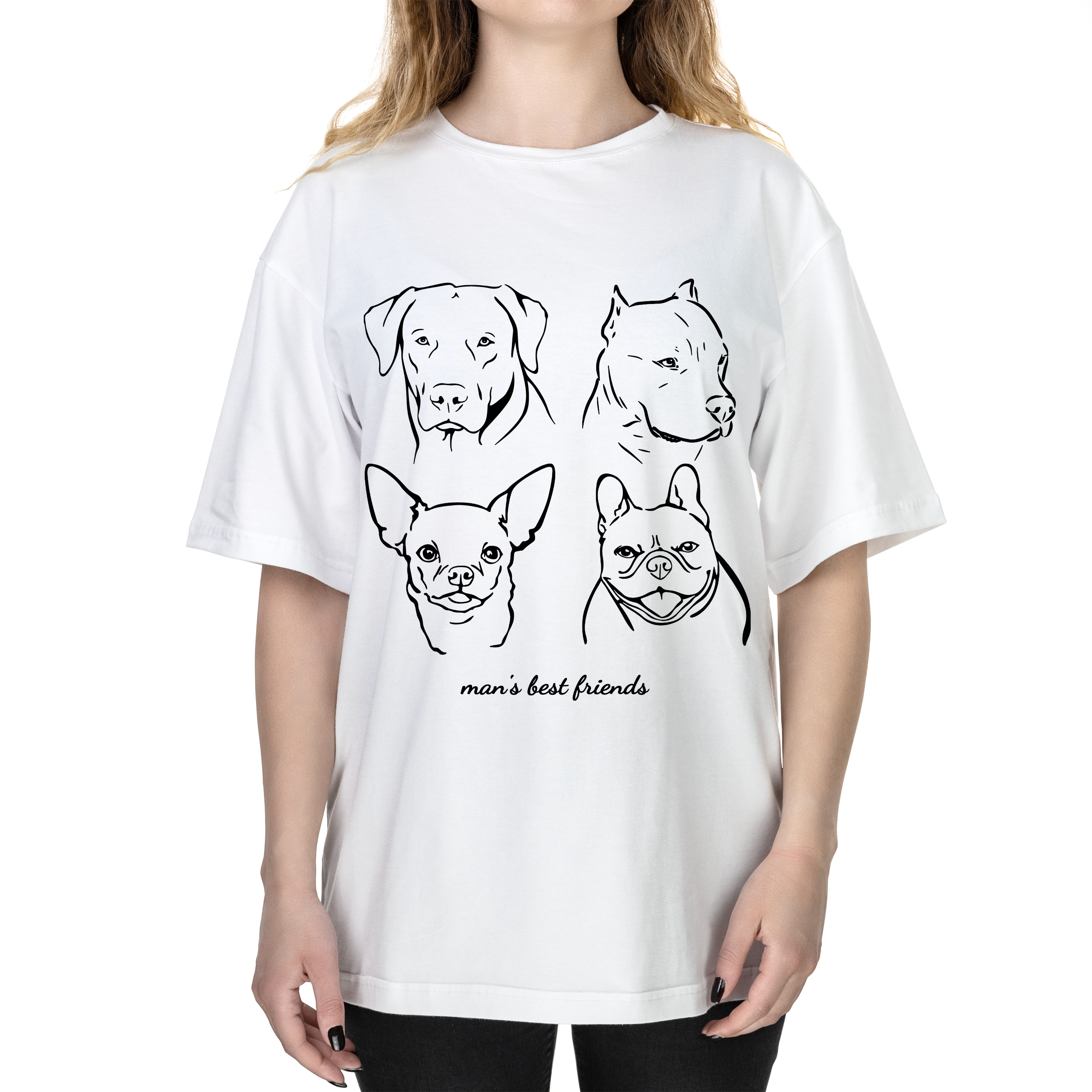 Футболка жіноча оверсайз біла бавовна/еластан А3 розміру Кращі друзі XL - фото 1 - Футболки