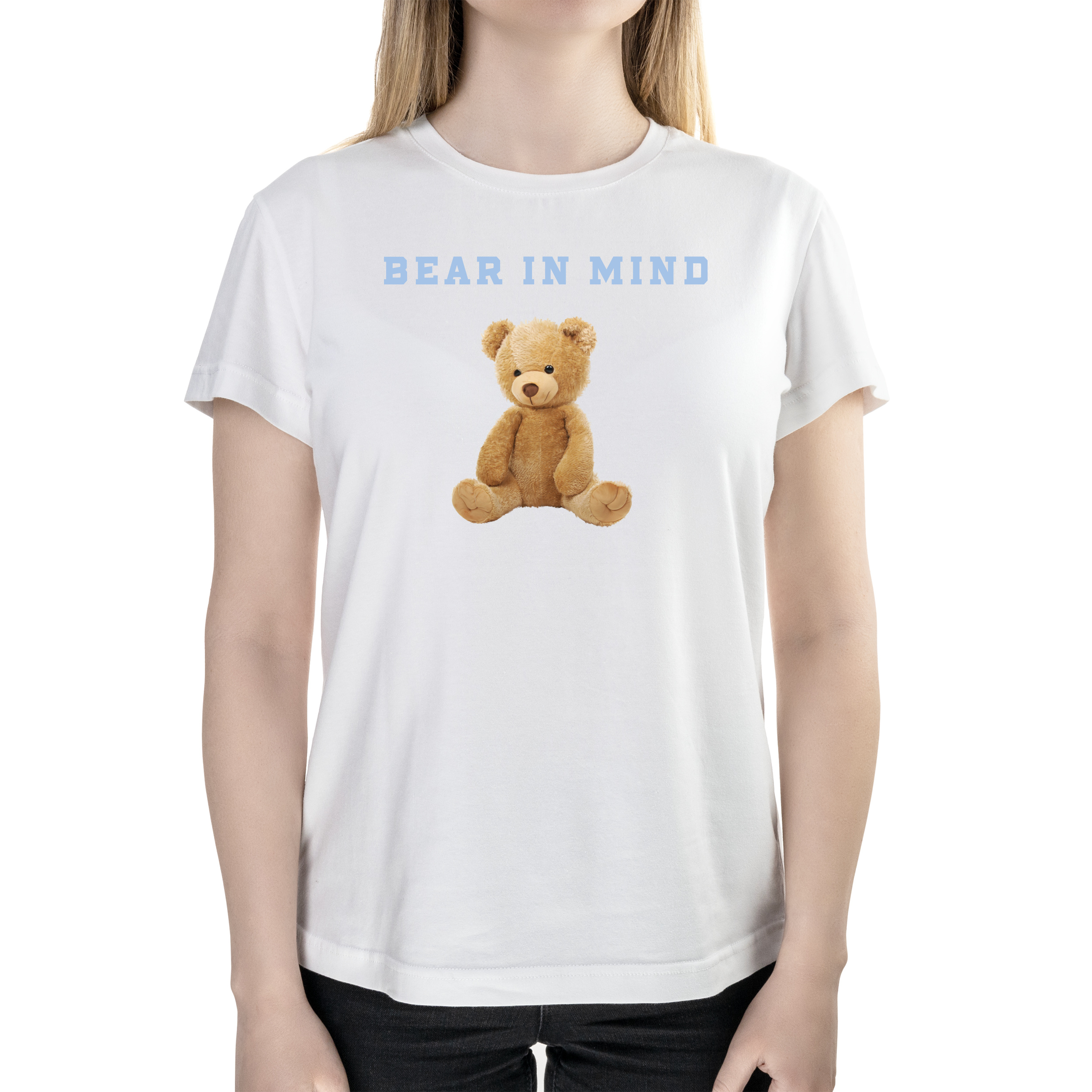 Футболка жіноча напівприталена біла бавовна/еластан А4 розміру Bear in mind XXL - фото 1 - Футболки