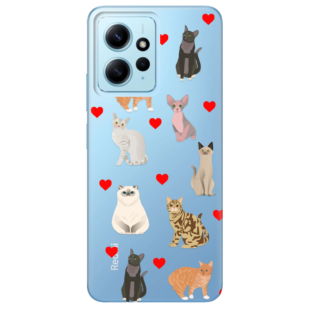 Чохол для Xiaomi Redmi Note 12 4G Любов у кожному мяу - фото 1 Чохол для Xiaomi Redmi Note 12 4G Любов у кожному мяу - фото 1 - Чохли для телефонів