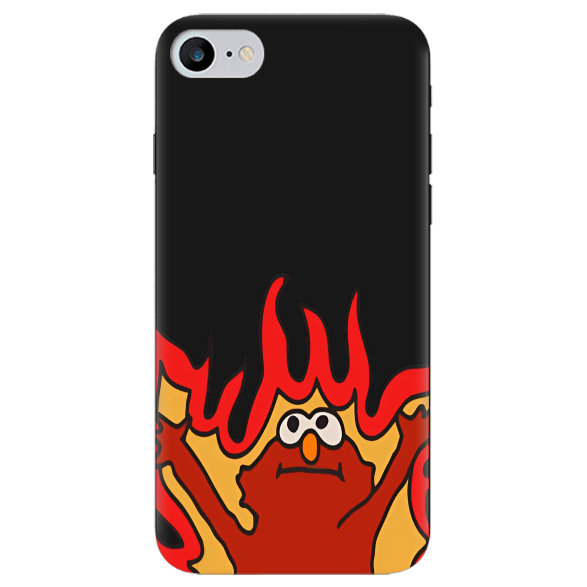 Чохол для Apple iPhone 7 чорний матовий soft touch Хаос у вогні - фото 1 - Чохли для телефонів