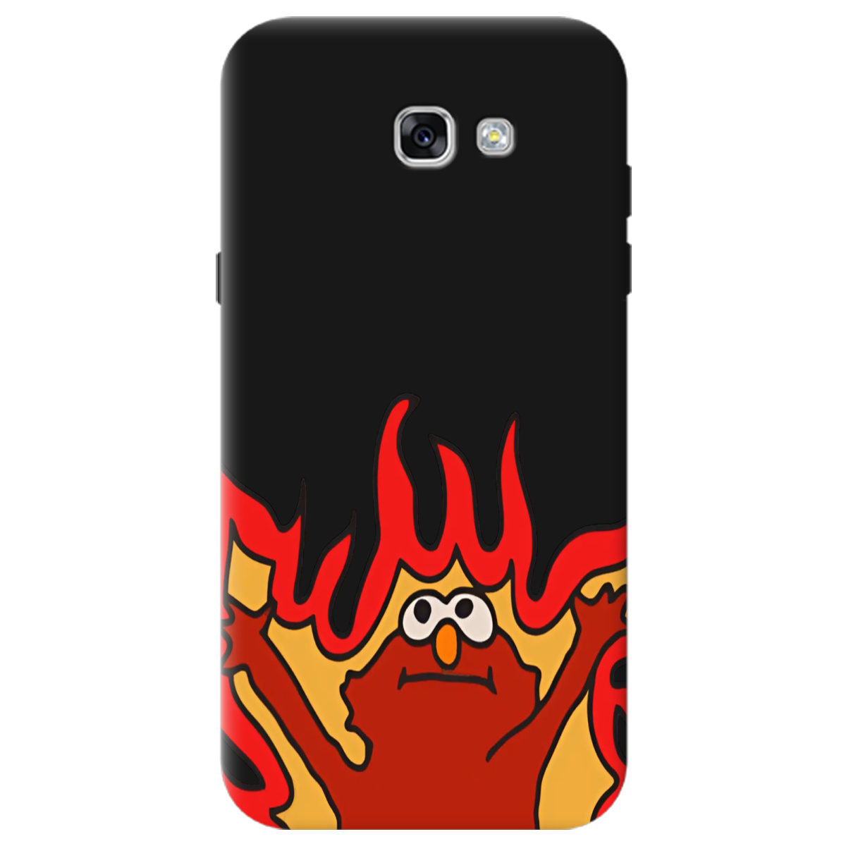 Чехол для Samsung Galaxy A7 2017 черный матовый soft touch Хаос у вогні - фото 1 - Чехлы для телефонов