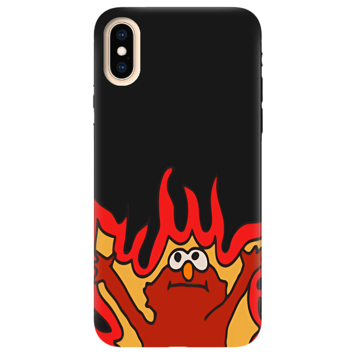 Чохол для Apple iPhone X чорний матовий soft touch Хаос у вогні - фото 1 - Чохли для телефонів