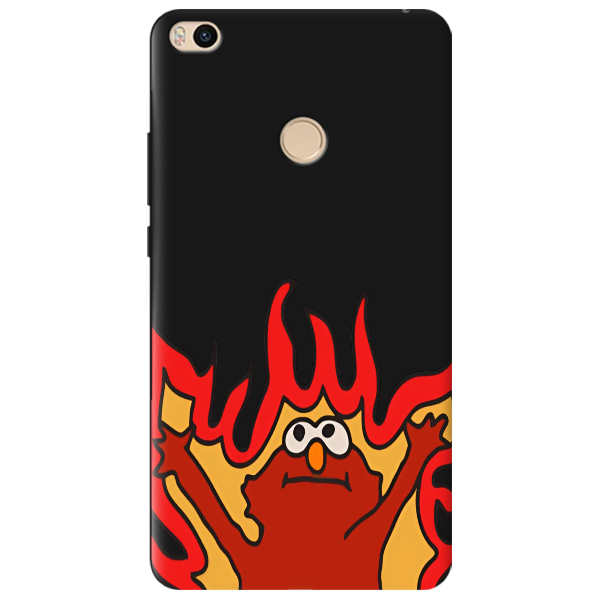 Чохол для Xiaomi Mi Max 2 чорний матовий soft touch Хаос у вогні - фото 1 - Чохли для телефонів