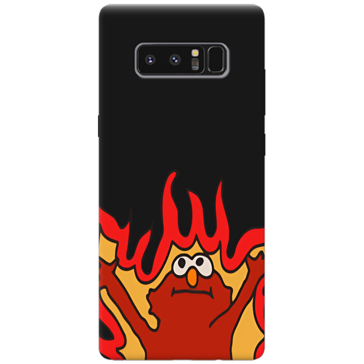 Чехол для Samsung Galaxy Note 8 черный матовый soft touch Хаос у вогні - фото 1 - Чехлы для телефонов