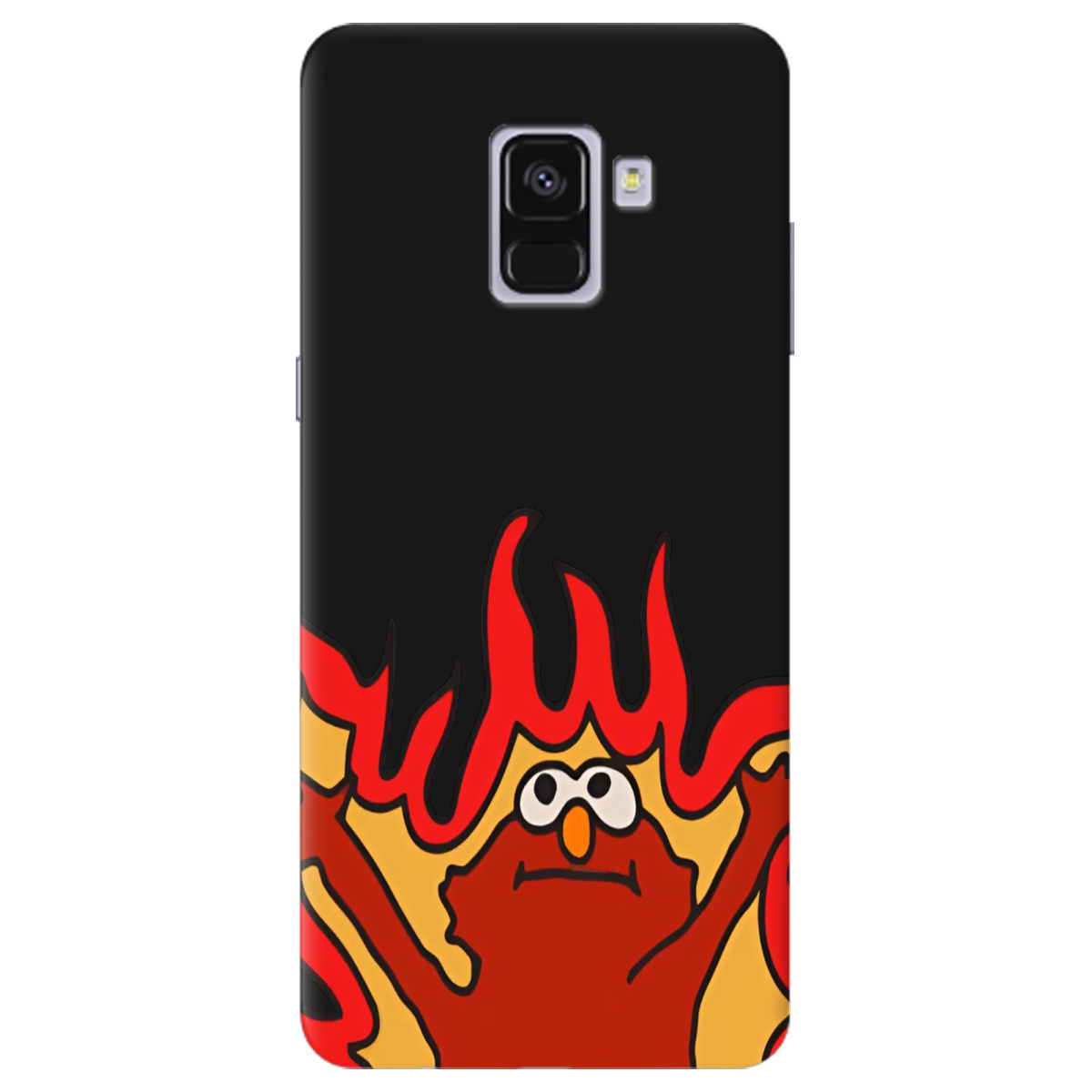 Чехол для Samsung Galaxy A8 Plus 2018 черный матовый soft touch Хаос у вогні - фото 1 - Чехлы для телефонов