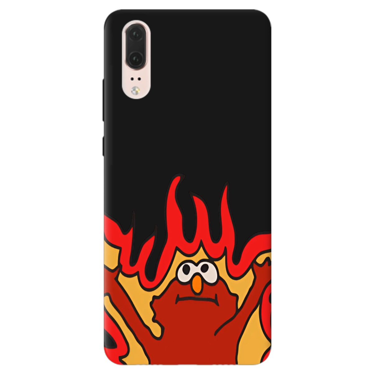 Чехол для Huawei P20 черный матовый soft touch Хаос у вогні - фото 1 - Чехлы для телефонов