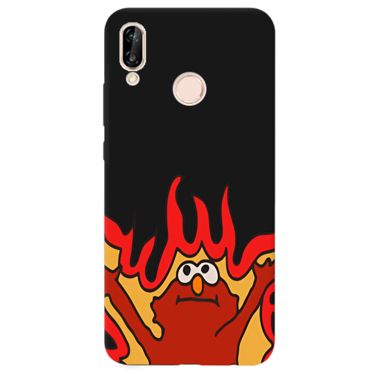 Чехол для Huawei P20 Lite черный матовый soft touch Хаос у вогні - фото 1 - Чехлы для телефонов