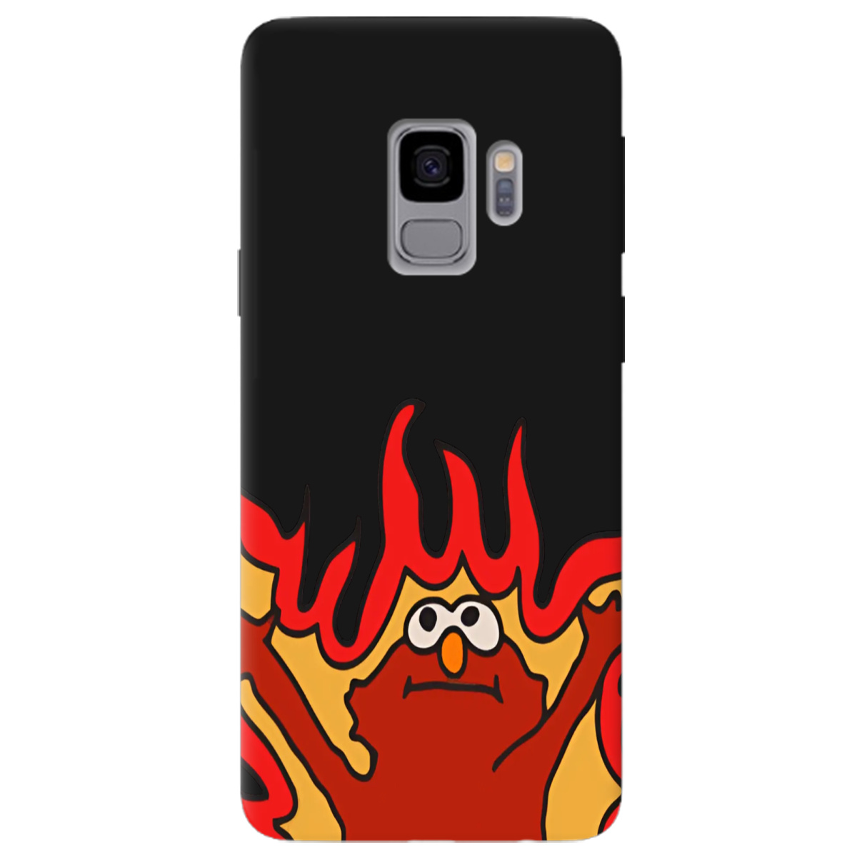 Чехол для Samsung Galaxy S9 черный матовый soft touch Хаос у вогні - фото 1 - Чехлы для телефонов