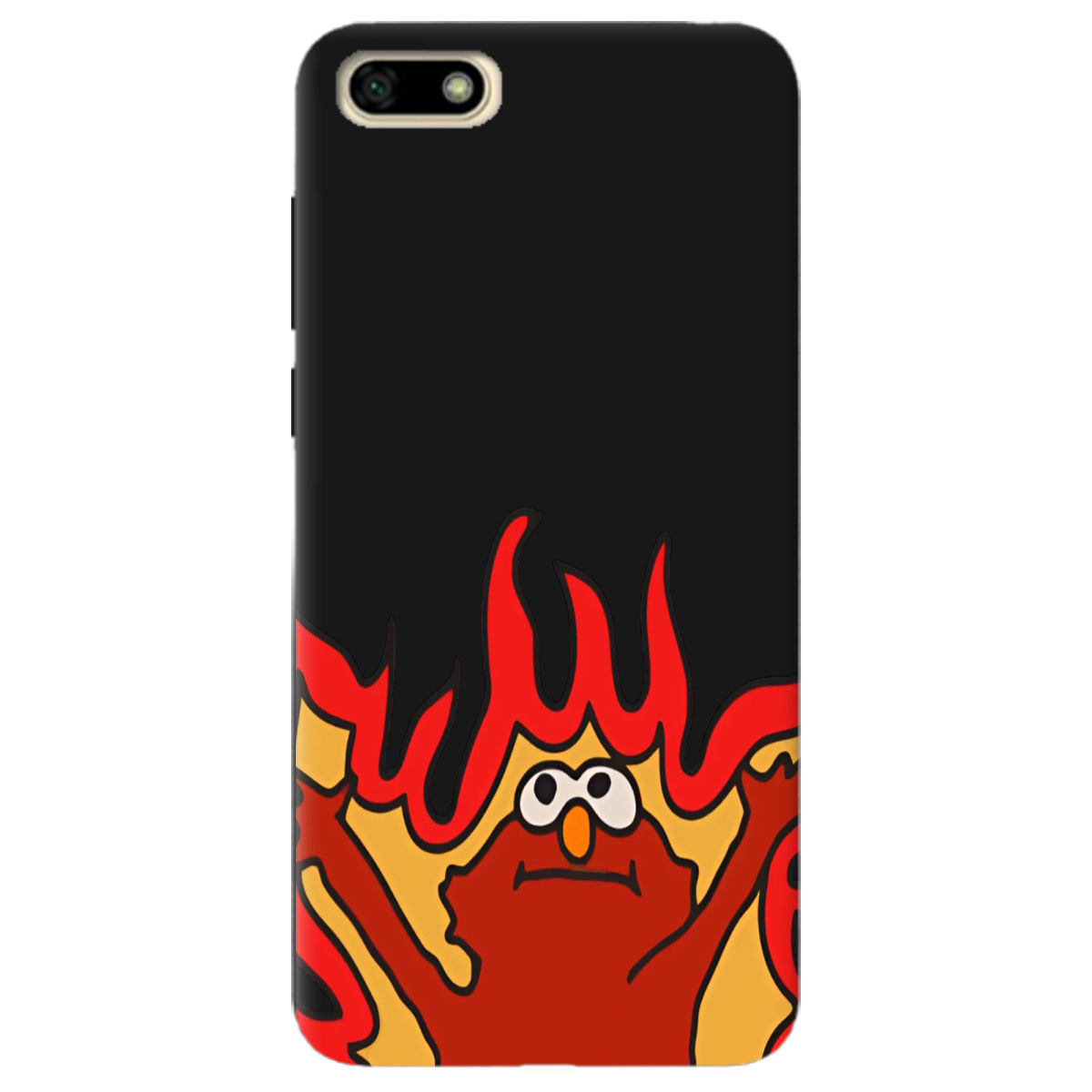 Чохол для Huawei Y5 2018 чорний матовий soft touch Хаос у вогні - фото 1 - Чохли для телефонів