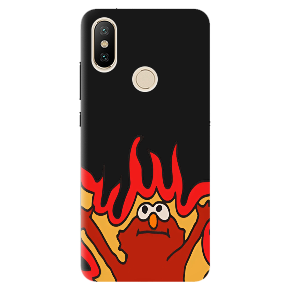Чохол для Xiaomi Mi A2 Lite чорний матовий soft touch Хаос у вогні - фото 1 - Чохли для телефонів