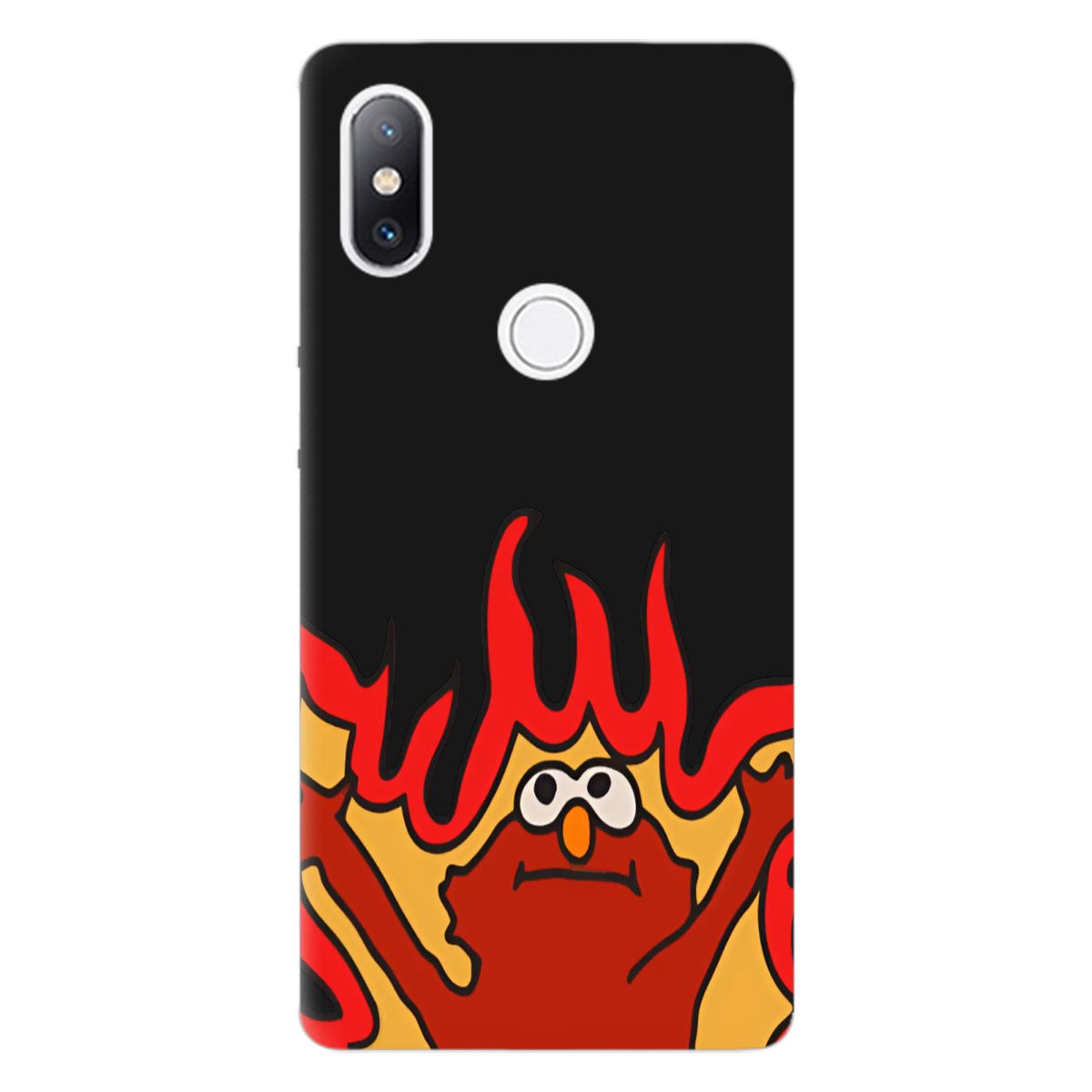 Чохол для Xiaomi Mi Mix 2S чорний матовий soft touch Хаос у вогні - фото 1 - Чохли для телефонів